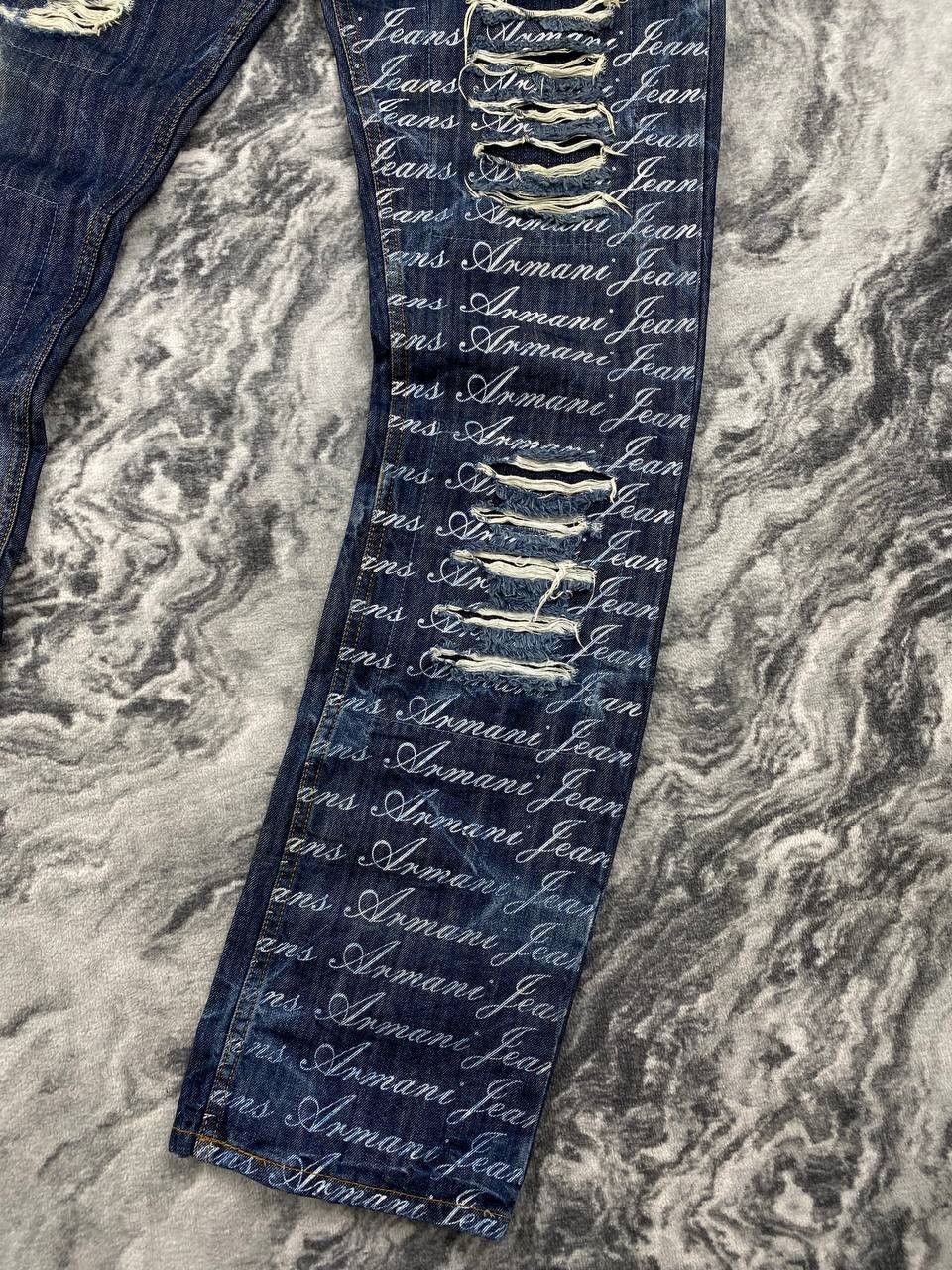 Armani Armani Jeans Big Monogram Logo Distressed Denim Jeans Size US 29 - 3 Thumbnail