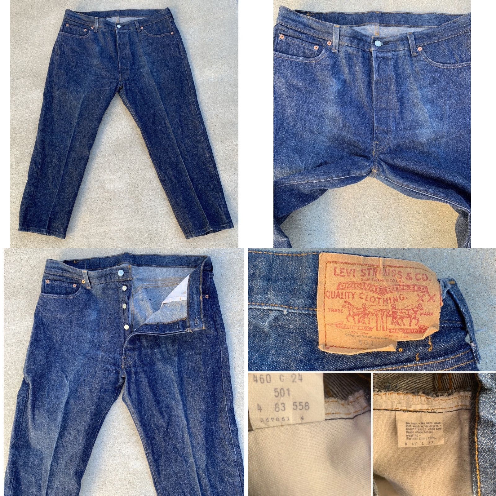 Levi's VINTAGE Levi’s 501 Jeans Made In USA Size 40 Waist 39 Inseam 27.25 Button Fly 100% Cotton Denim Men USA Blue Size US 40 / EU 56 - 9 Thumbnail