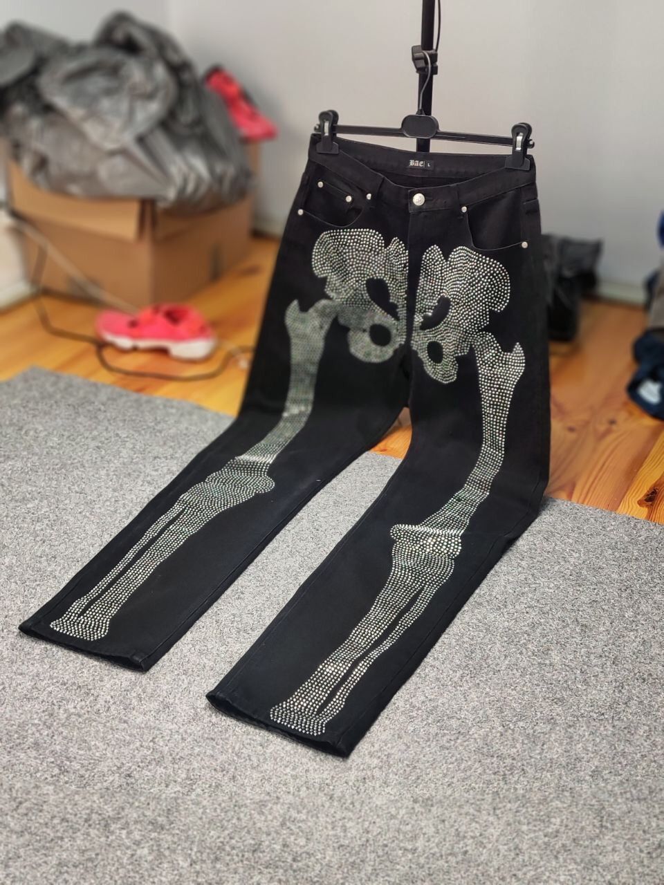 Japanese Brand Vintage Japanese Skeleton diamond Logo Black Denim Jeans Size US 30 / EU 46 - 15 Thumbnail