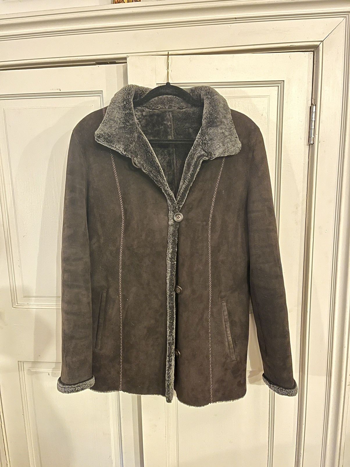 Image of Carolina Herrera Brown Shearling Coat, Women's (Size Small)