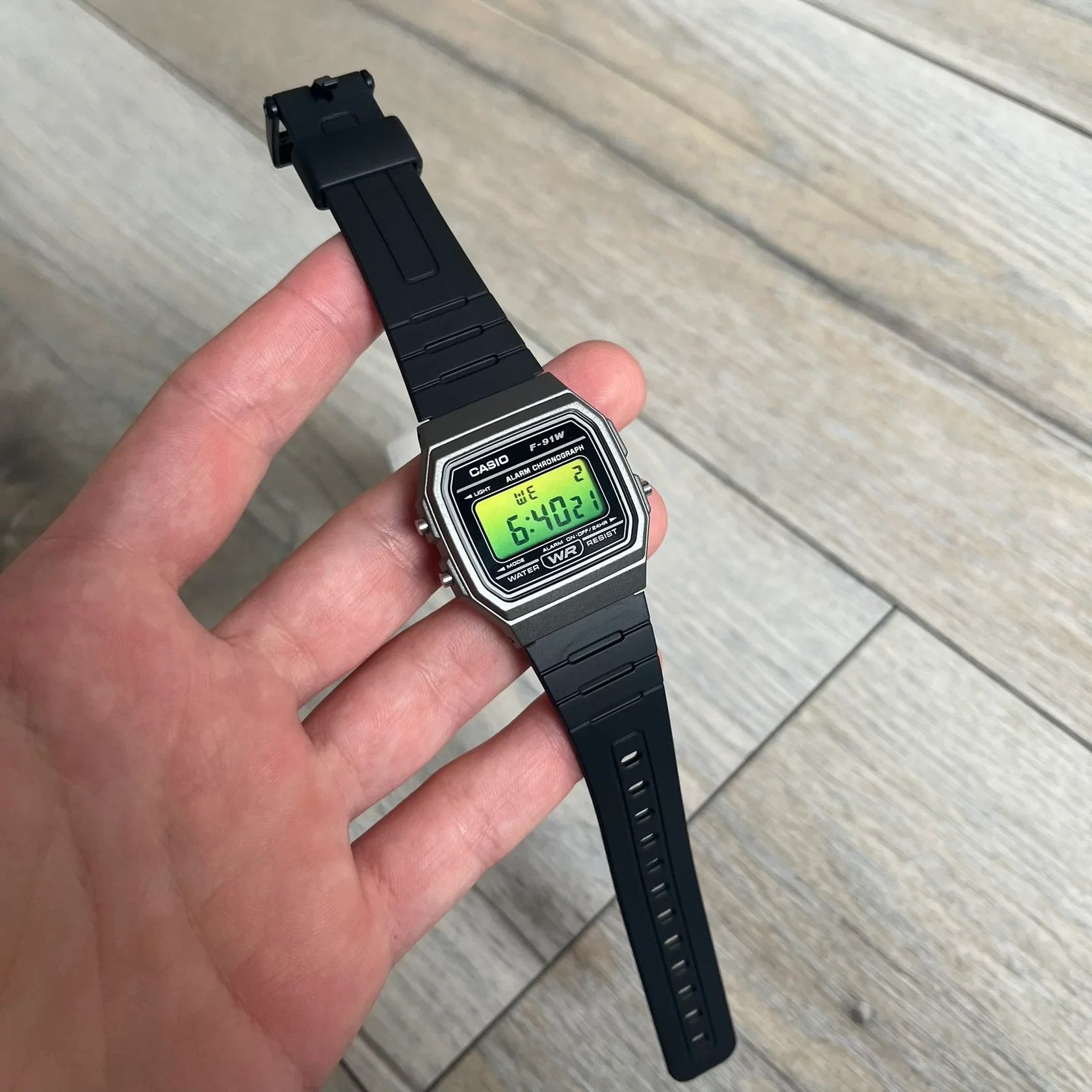Casio Casio F-91W "Doomsday" Silver & Green Digital Watch Size ONE SIZE - 2 Thumbnail