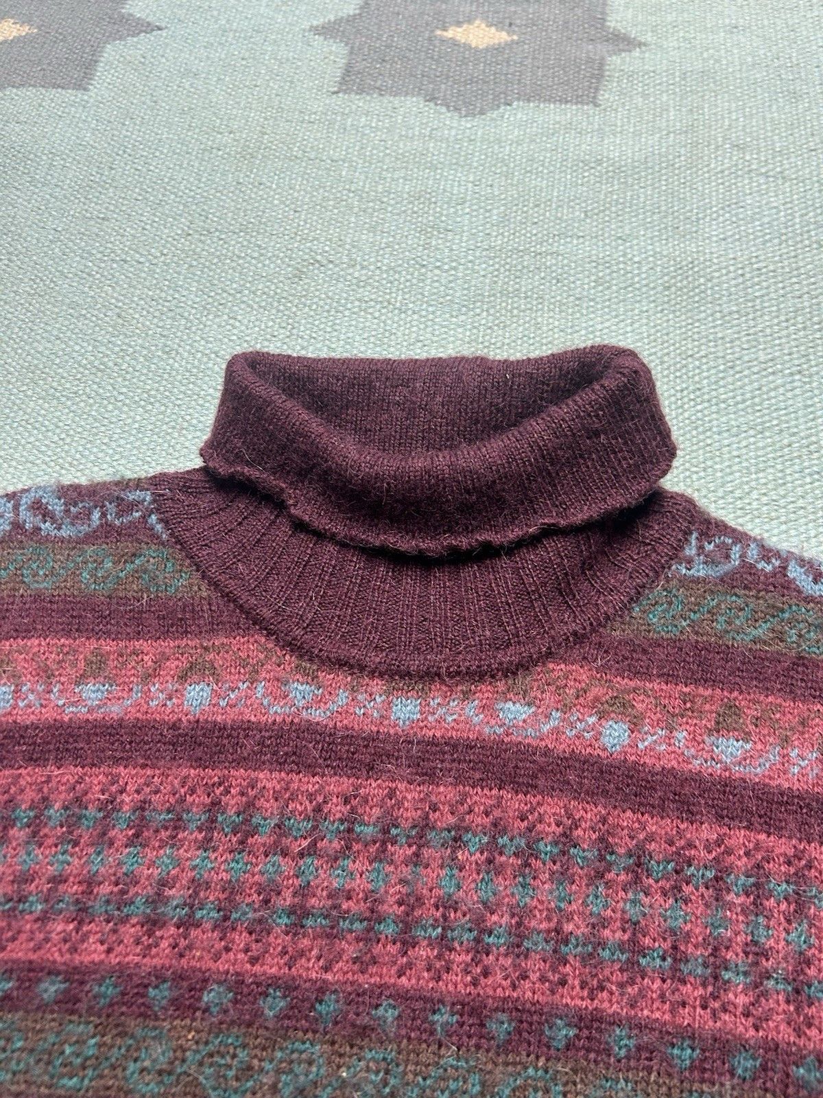 Vintage Eddie Bauer wool alpaca sweater turtleneck fair isle Medium Size M / US 6-8 / IT 42-44 - 3 Thumbnail