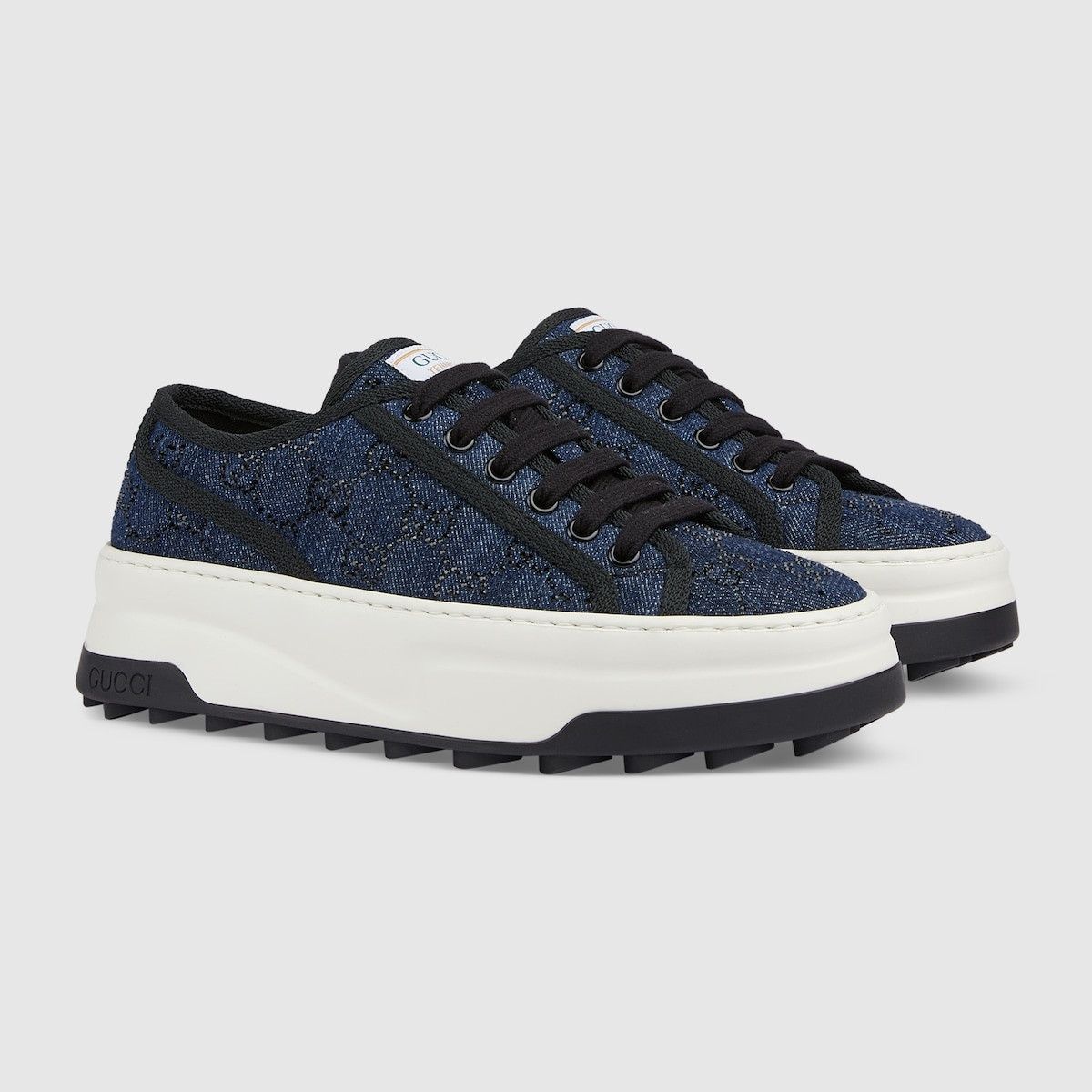 Gucci o1s1wg110225 Women's GG Sneakers in Blue & Black Size US 4 / IT 34 - 2 Thumbnail