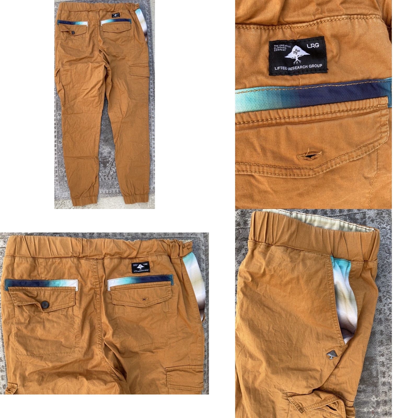 Arrow Men's LRG Chino Joggers Yellow Solid 36 Cargo Cotton Arrow Embroidered STAINED Size US 36 / EU 52 - 9 Thumbnail
