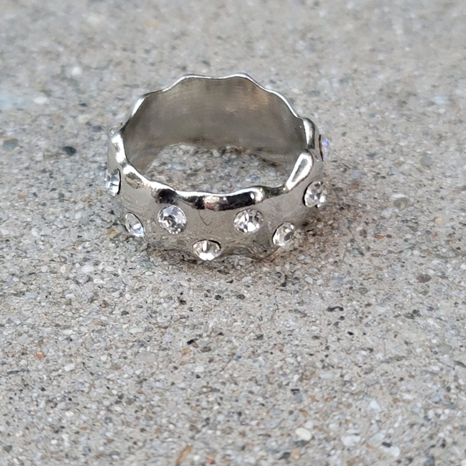 The Unbranded Brand Silver Tone Rhinestone Ring Size ONE SIZE - 2 Thumbnail