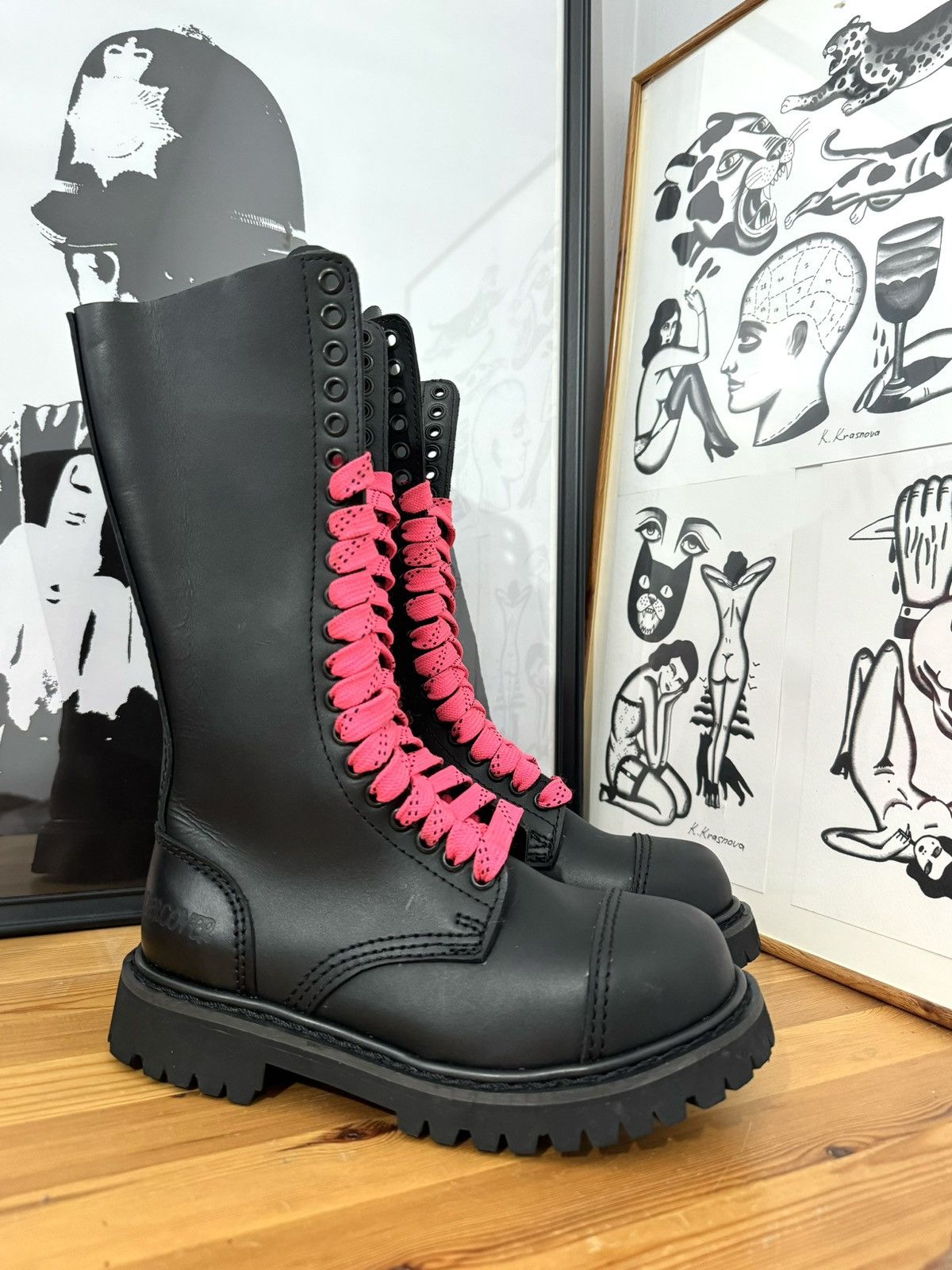 image of Avant Garde x Vintage Undercover Steel Toe England Boots in Black, Women's (Size 7.5)