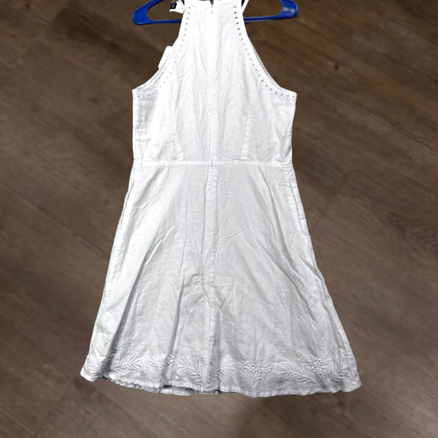 Gap Gap Linen Blend A-Line Dress Womens 4T White Embroidered Halter Neck Ladies NEW Size S / US 4 / IT 40 - 1 Thumbnail