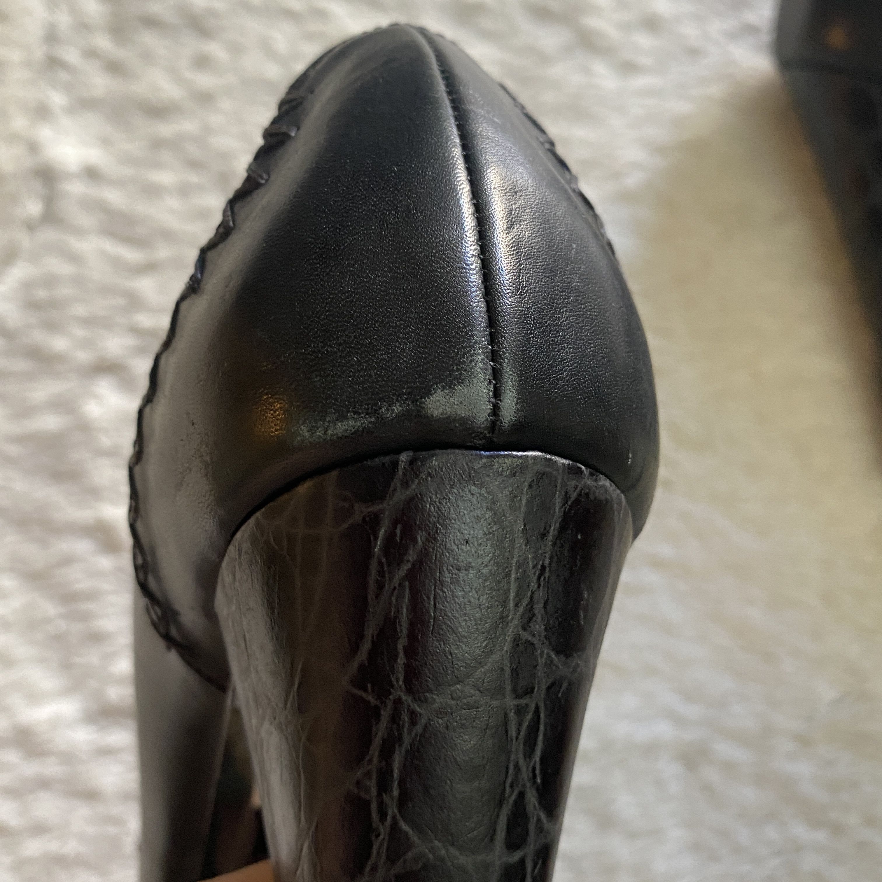 Just Cavalli Vintage JUST CAVALLI Black Leather Platform Heels Size US 8.5 / IT 38.5 - 13 Thumbnail