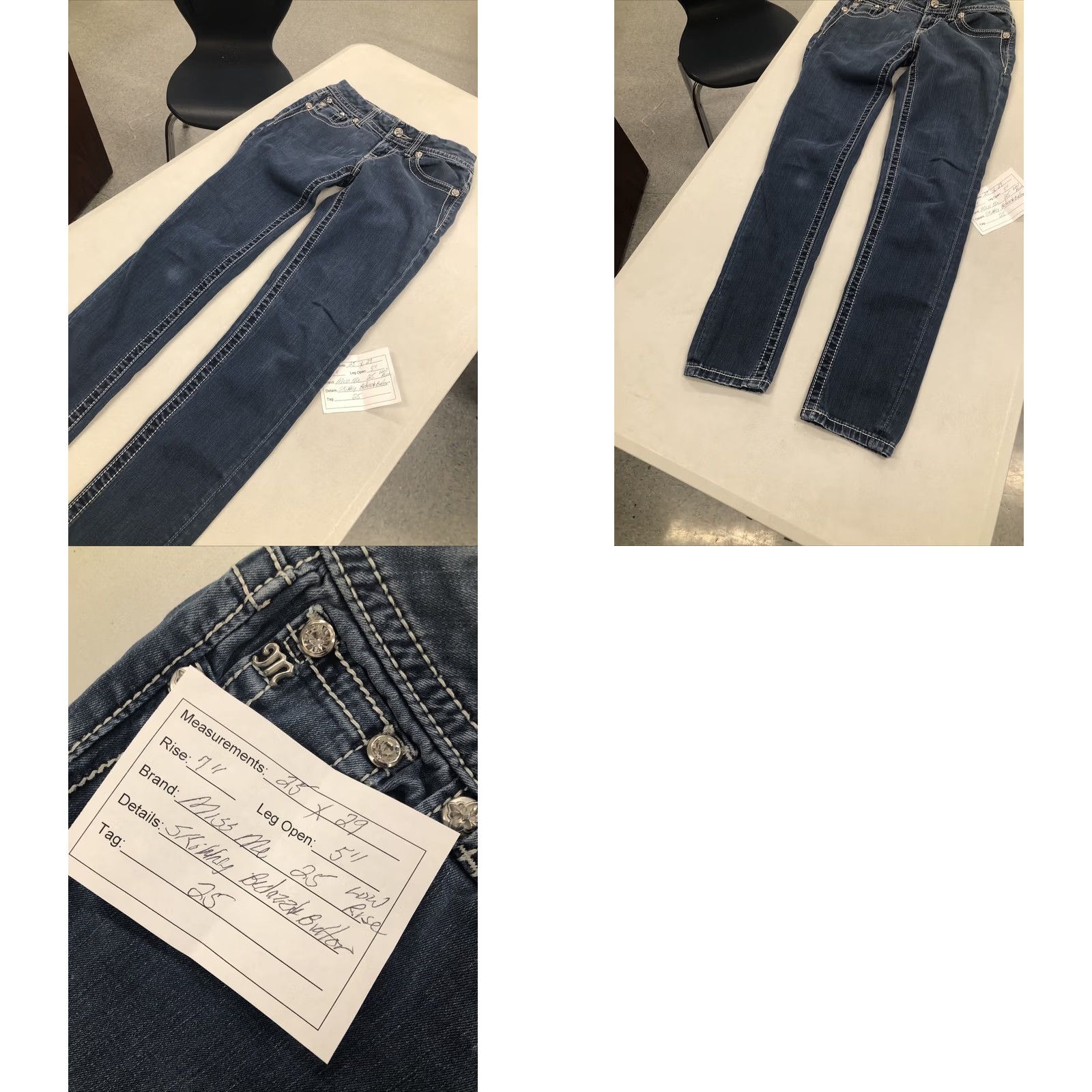 Miss Me MISS ME Jeans Skinny Low Rise 25x29 VAL A 25 Blue Denim 5-Pocket Zip Womens Regular Slim 7" Rise 29" Inseam Size 42" / US 20 - 9 Thumbnail