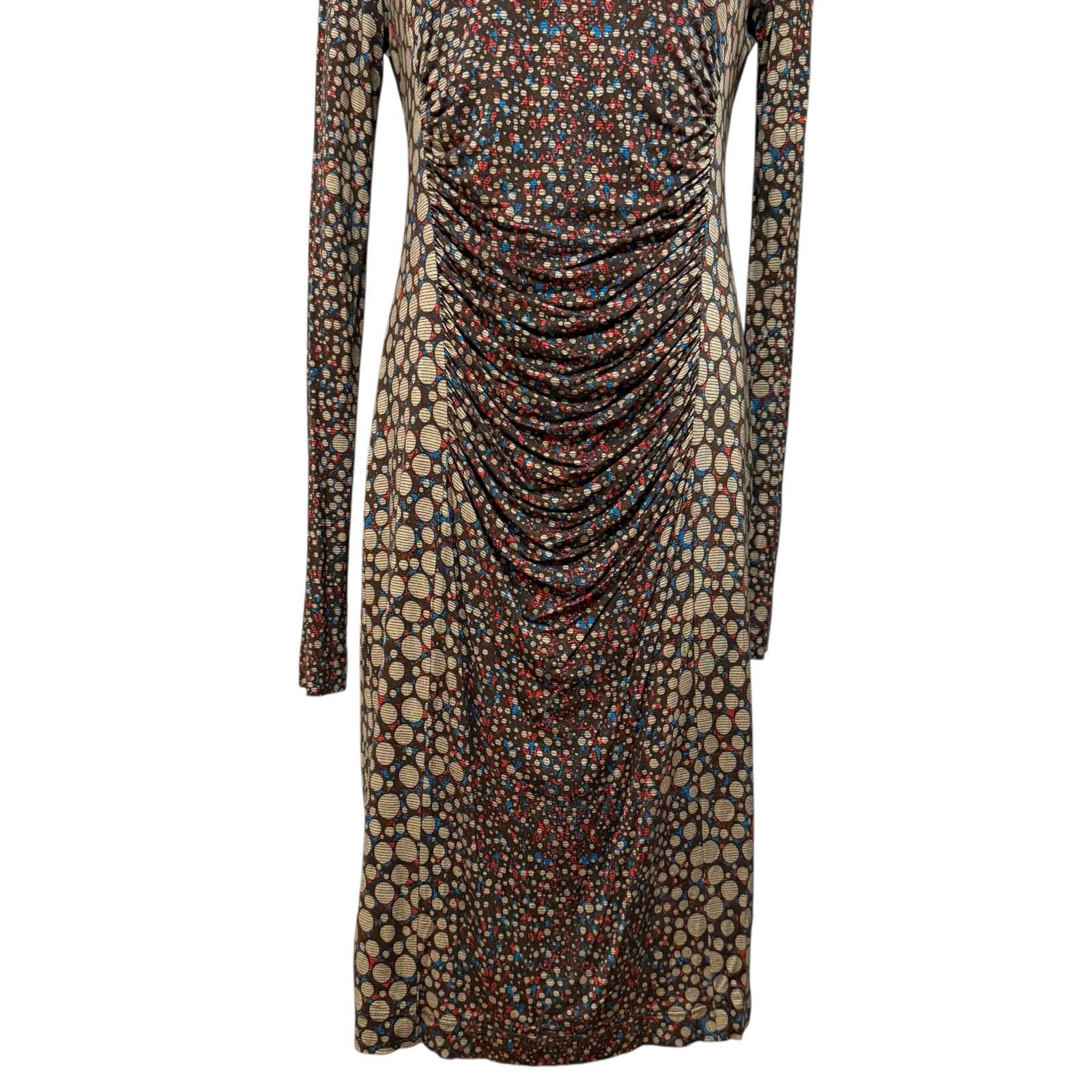 Other Worth New York Dress Bodycon Ruched Brown Multicolor Spots Size M / US 6-8 / IT 42-44 - 5 Thumbnail