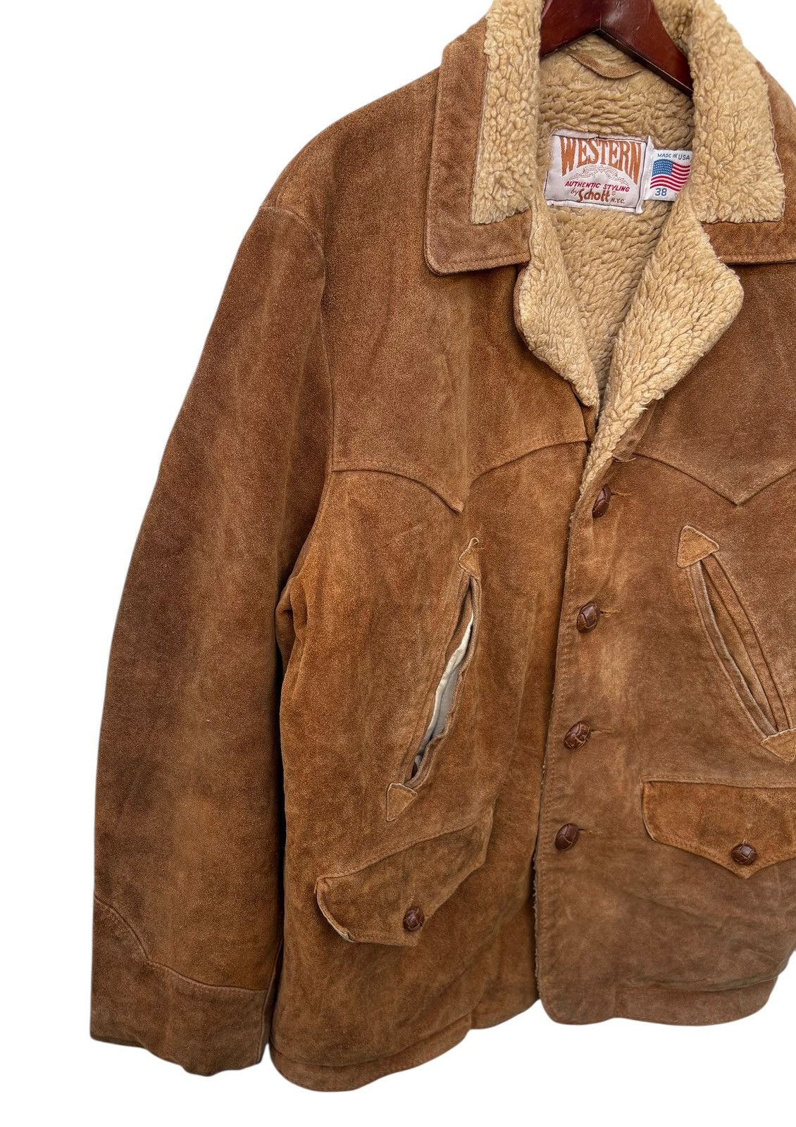 Schott Vintage Schott Western Suede Shearling Sherpa Lining Coat 38 Size US M / EU 48-50 / 2 - 5 Thumbnail