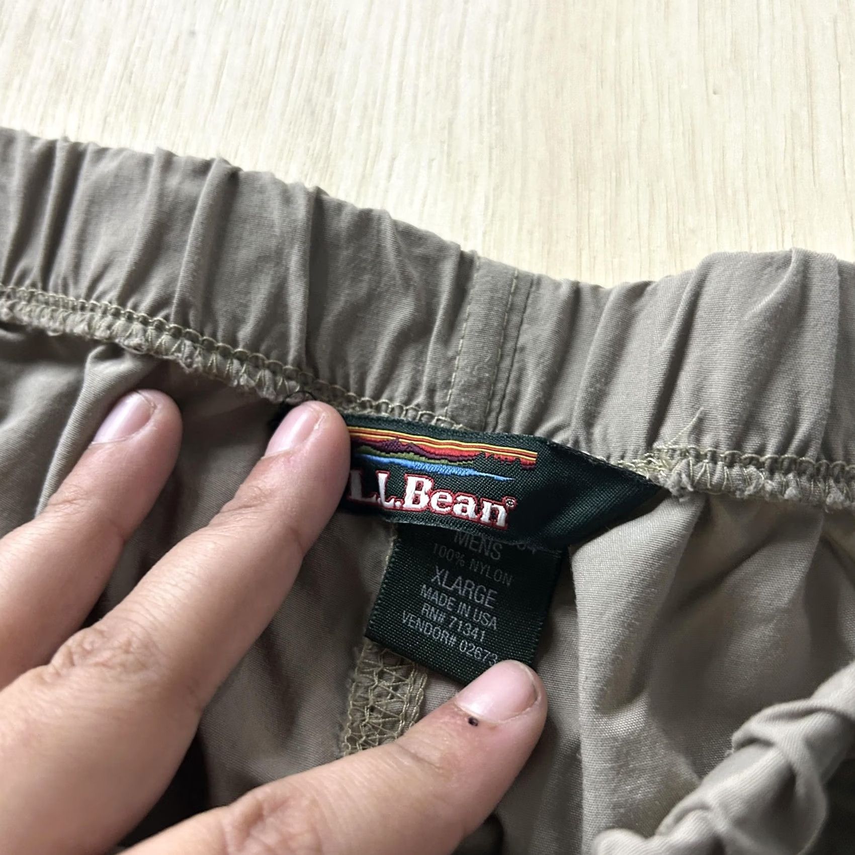 Vintage L.L.Bean Pants Womens XL Beige Nylon Elastic Waist Lightweight Travel Khakis Size 40" / US 18 - 2 Thumbnail