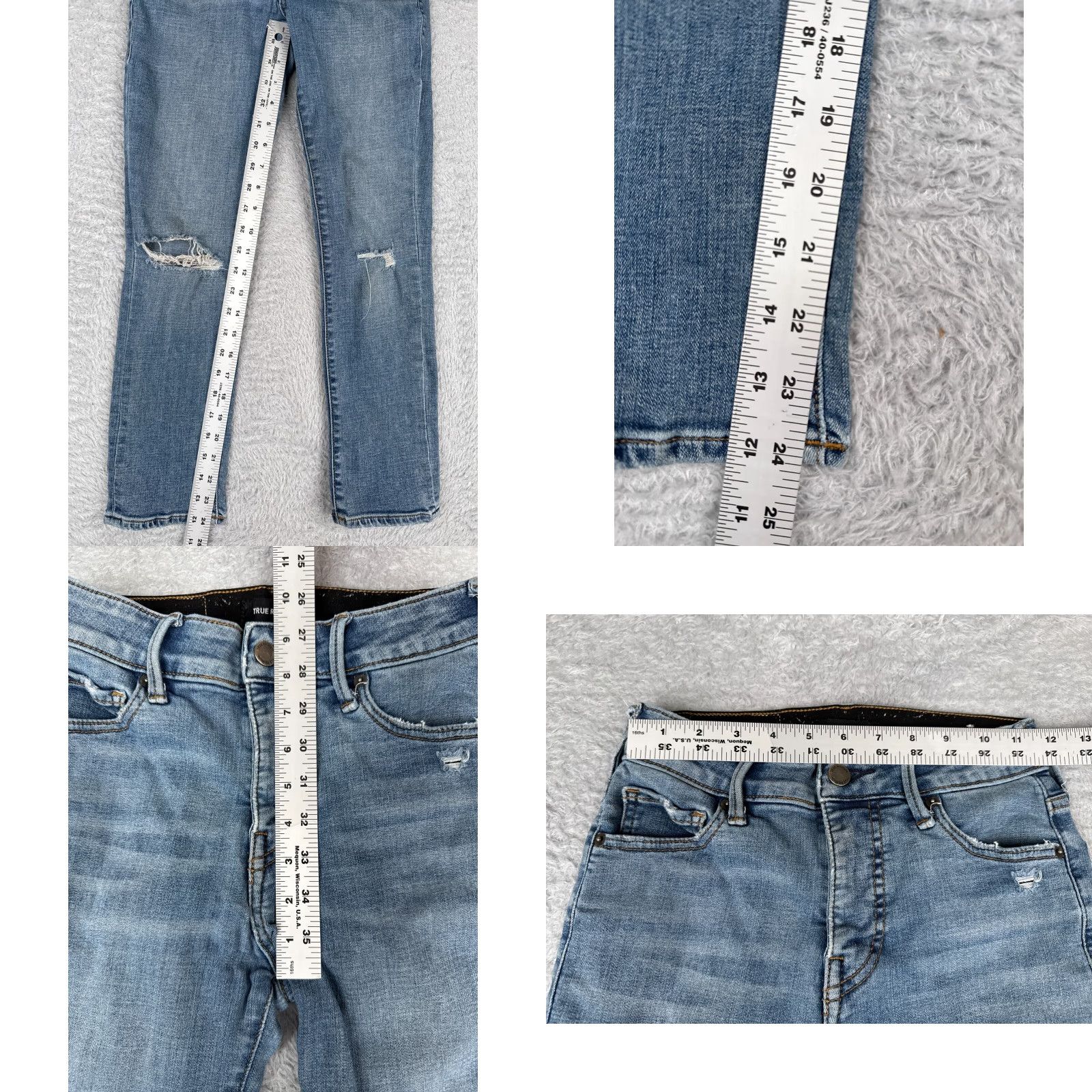 True Religion True Religion Jeans Women 26 Blue Denim Distressed Halle Straight Mid Rise 24x24 Size 26" / US 2 / IT 38 - 8 Thumbnail