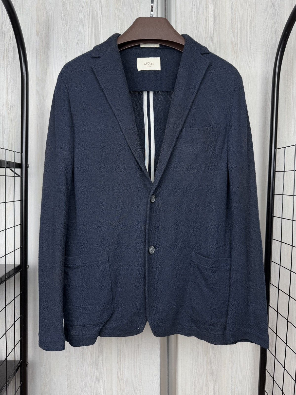 Altea Altea Milano navy blue lightweight unlined cardigan blazer Size 40R - 2 Thumbnail