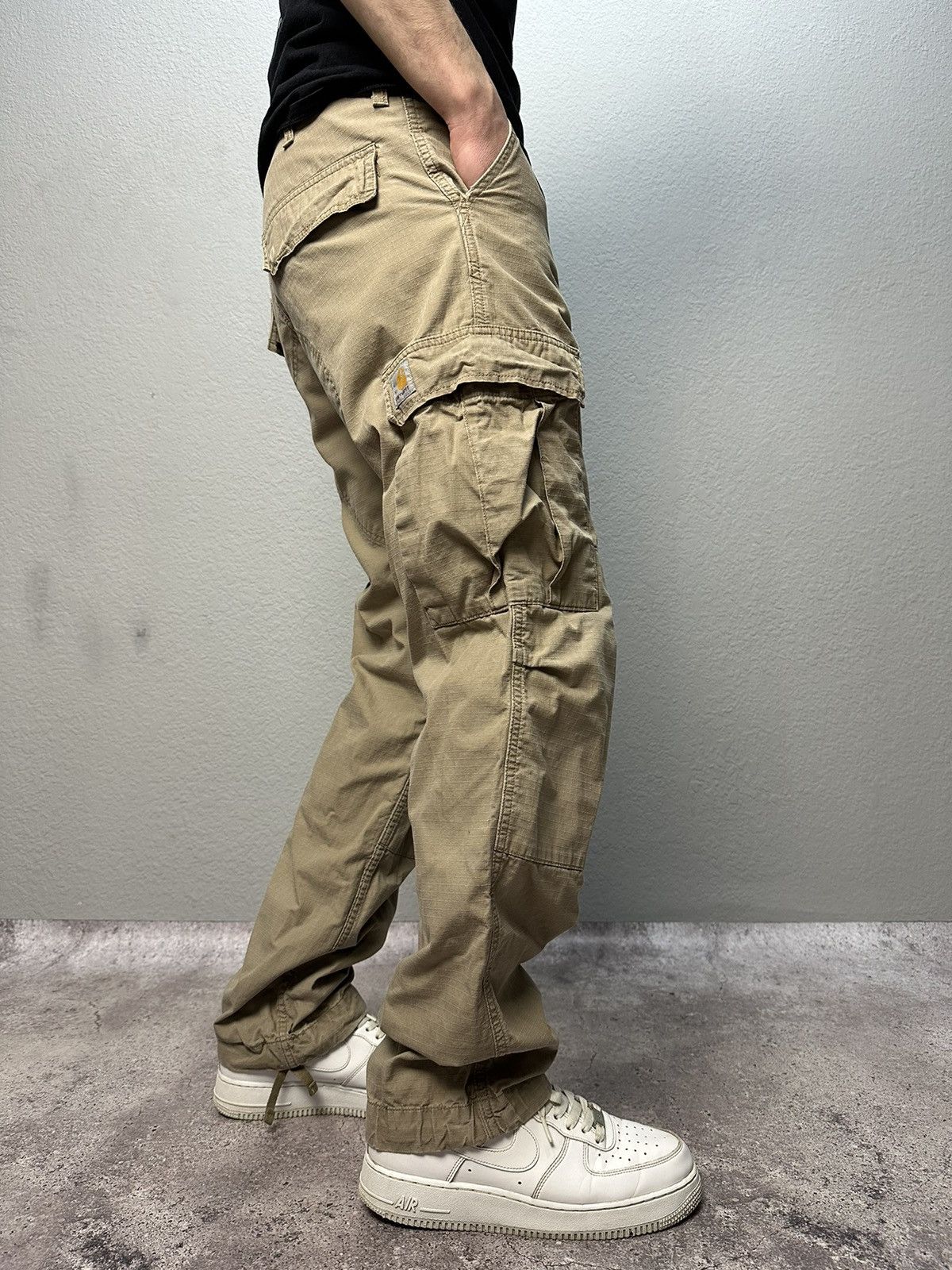 Carhartt × Vintage Vintage Carhartt Cargo Distressed Pants Faded Beige Y2K Size US 31 - 1 Thumbnail