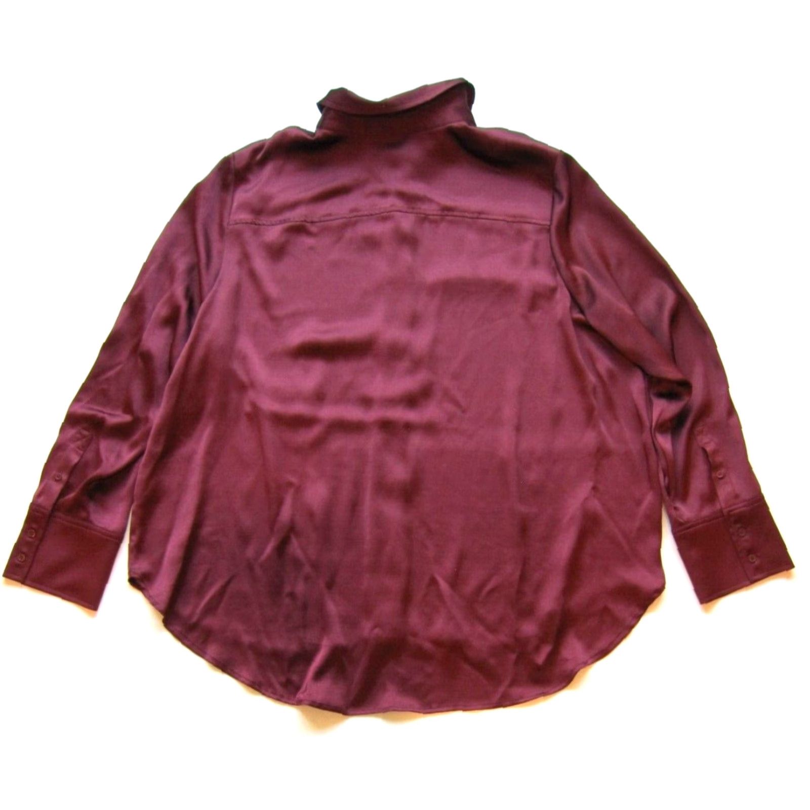 Nordstrom Nordstrom NWT Burgundy Red Silky Button-Up Long Sleeve Blouse 2XL Women’s Polyester Solid Size XXL / US 16-18 / IT 52-54 - 2 Thumbnail