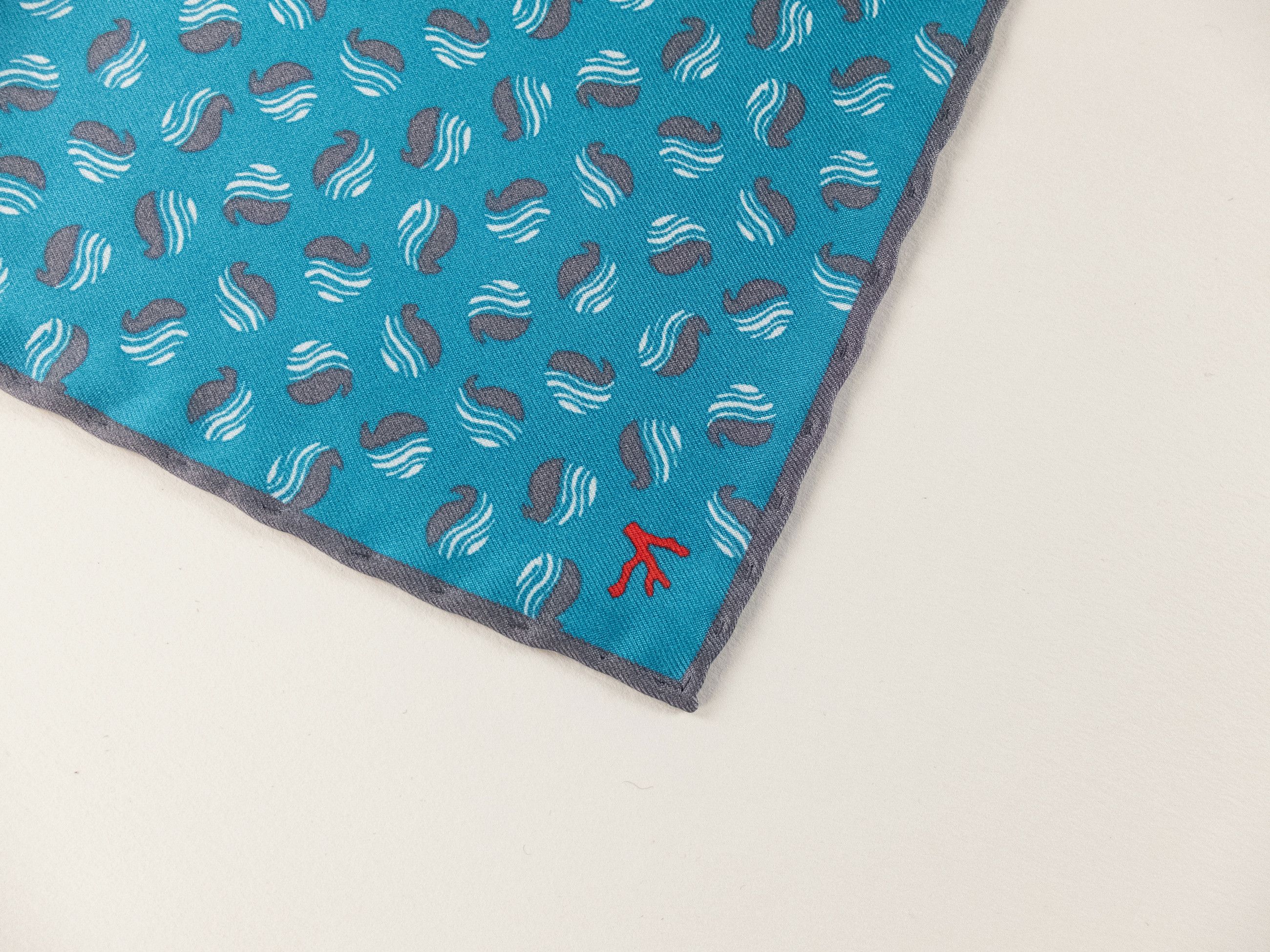 Isaia ISAIA Napoli blue Ying Yang motif silk pocket square Size ONE SIZE - 2 Thumbnail
