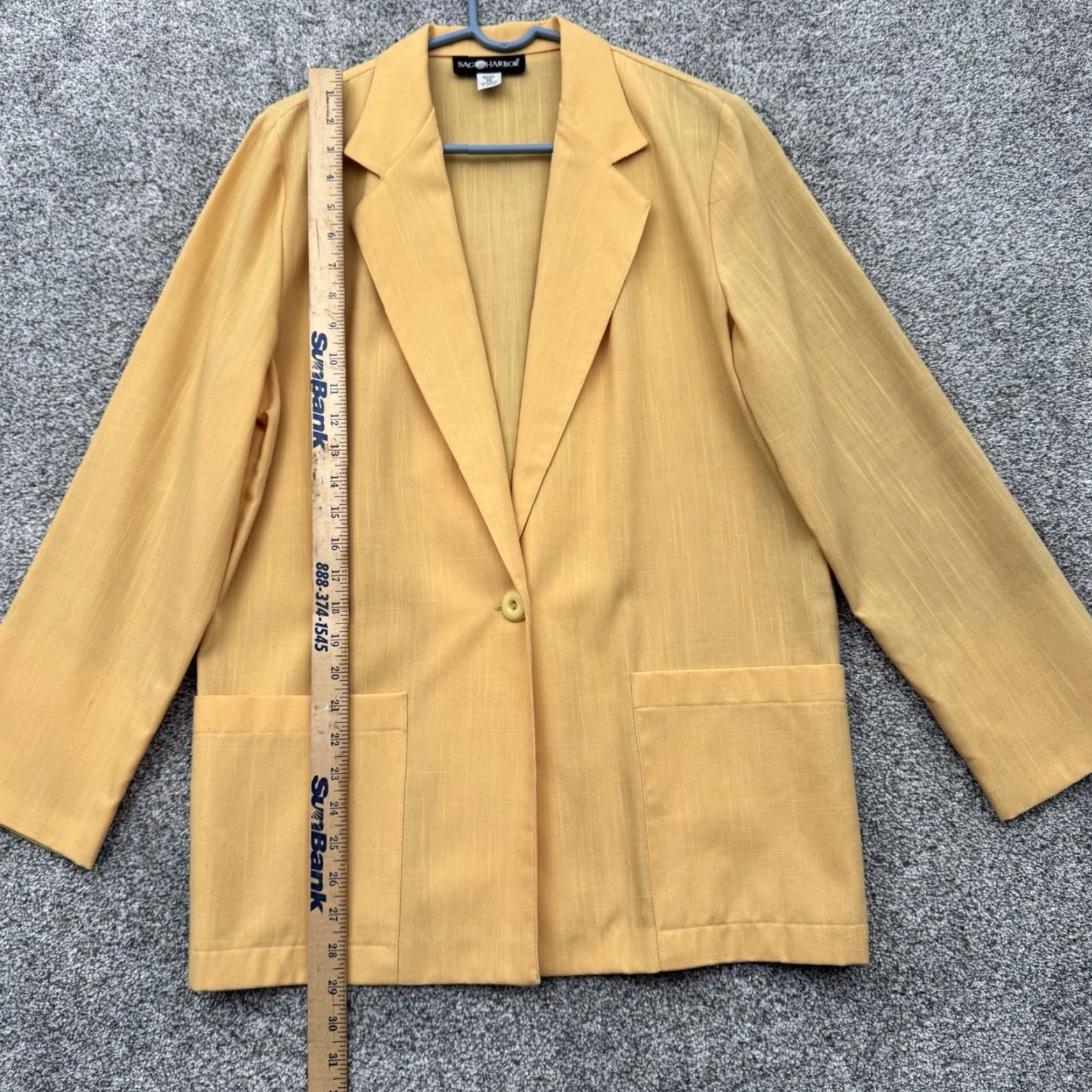 Vintage Sag Harbor Blazer Women Size 10 Vintage 90s Y2k Office Preppy Lightweight Jacket Notch Lapel Solid Yellow Midwest? (No) Size L / US 10 / IT 46 - 2 Thumbnail