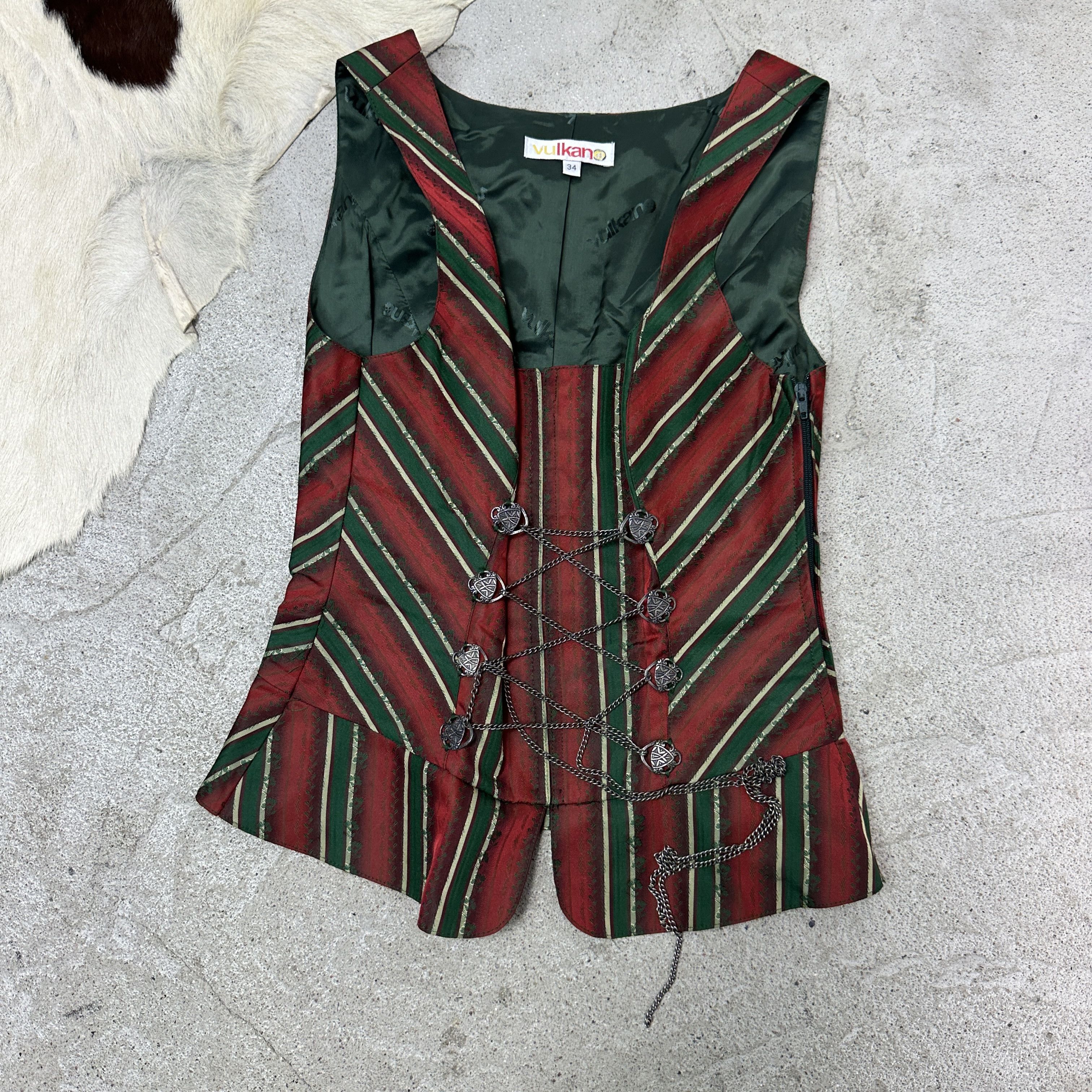 Vintage Vintage Grunge Silk Striped Chained Corset Top Y2K Size S / US 4 / IT 40 - 2 Thumbnail