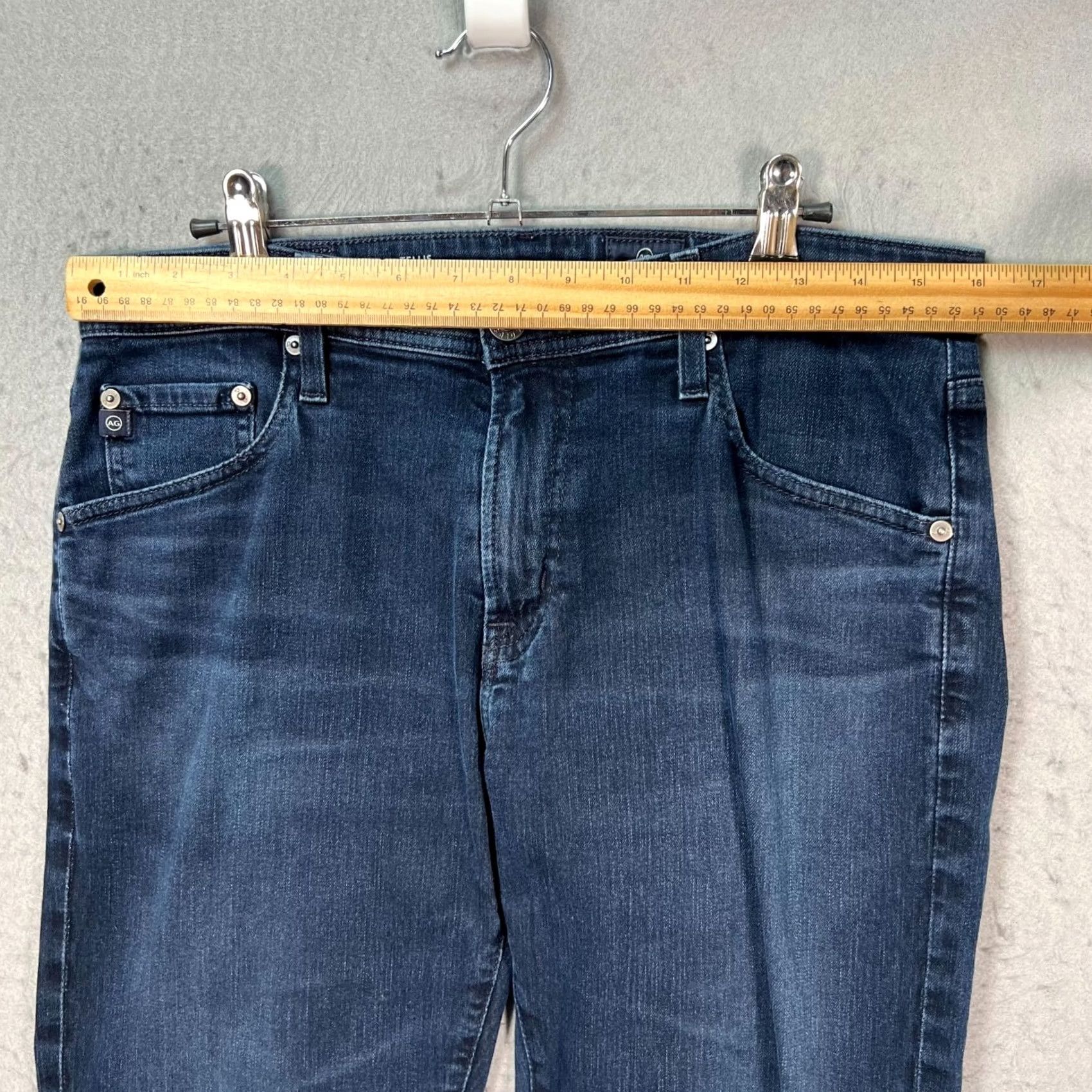 Vintage AG Adriano Goldschmied Tellis Slim Jeans Dark Wash Denim 33 Mens Size 33 Blue 5-Pocket Straight Rise Mid Vintage No Size US 33 - 7 Thumbnail