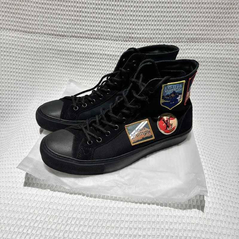 Louis Vuitton Louis Vuitton Black High-Top Canvas Sneakers - Size US 8 / EU 41 - 1 Thumbnail