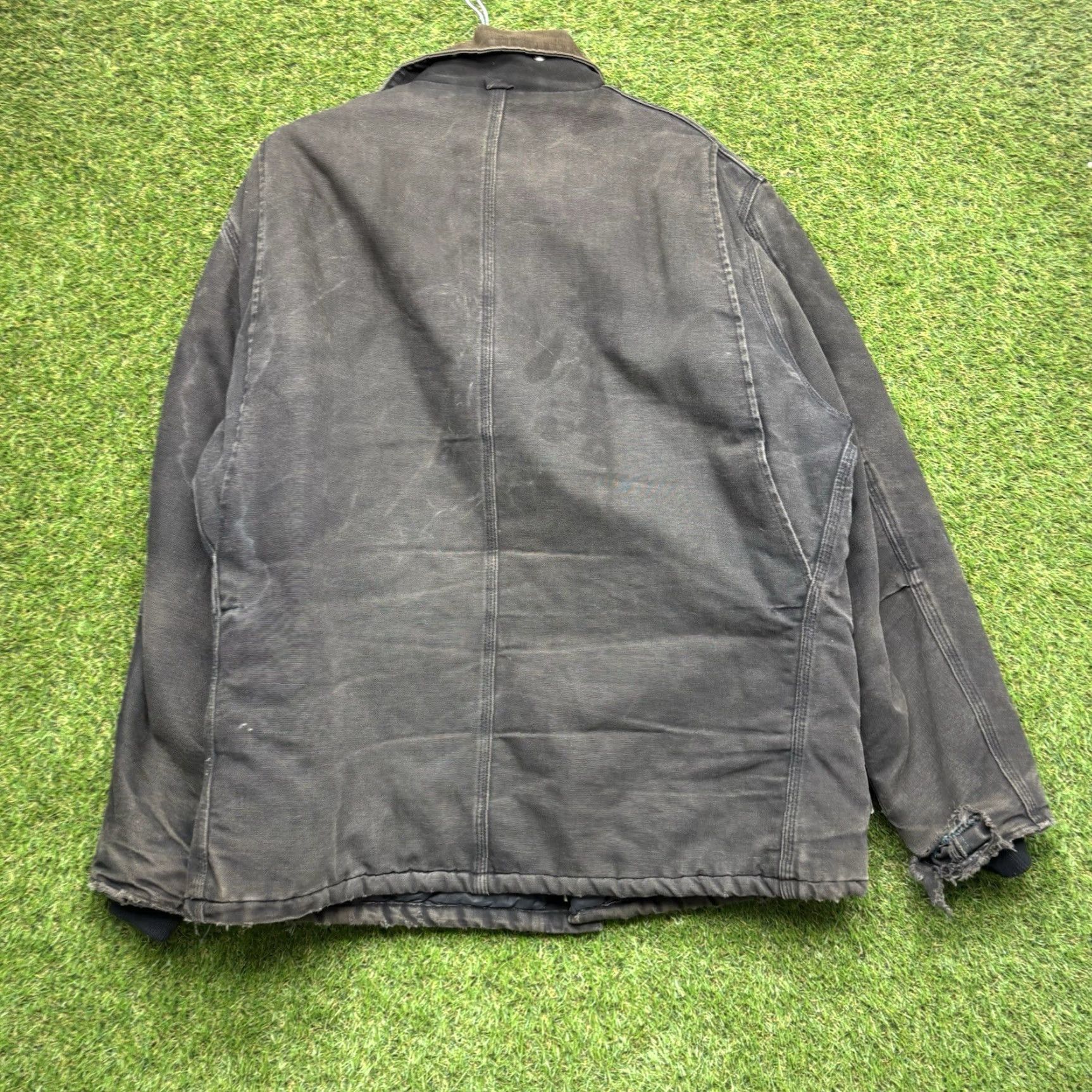 Carhartt VINTAGE Carhartt Jacket Mens 2XL Chore Coat Distressed Workwear Hunting CQ185 Black Canvas Cotton J97 Logo Lined Winter Workwear Casual Size US XXL / EU 58 / 5 - 2 Thumbnail