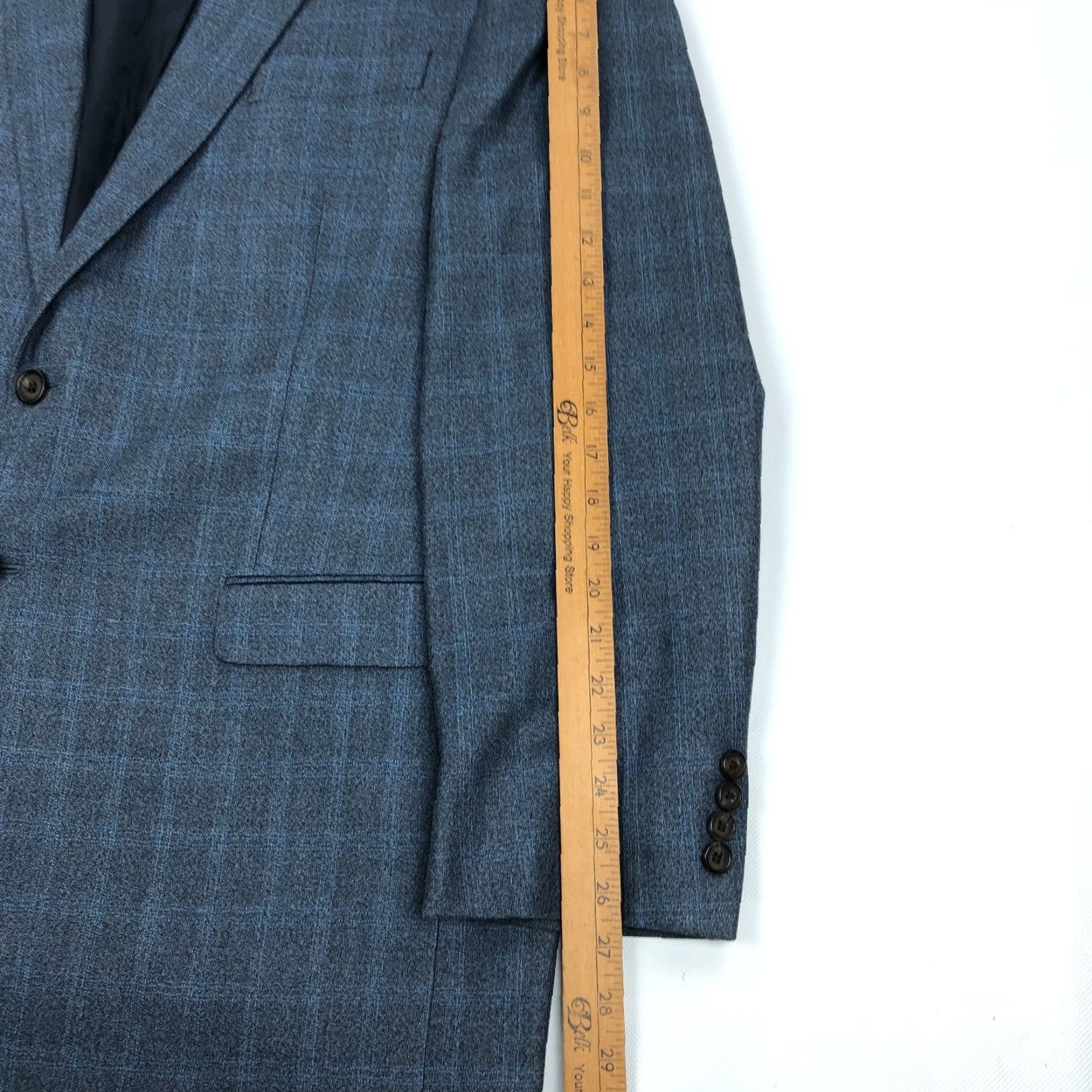 Ralph Lauren Ralph Lauren Blazer Suit Jacket Sport Coat Check Blue Silk Wool 46L Men 2 Piece 2-Button Notch Lapel Regular Fit Size 46R - 5 Thumbnail