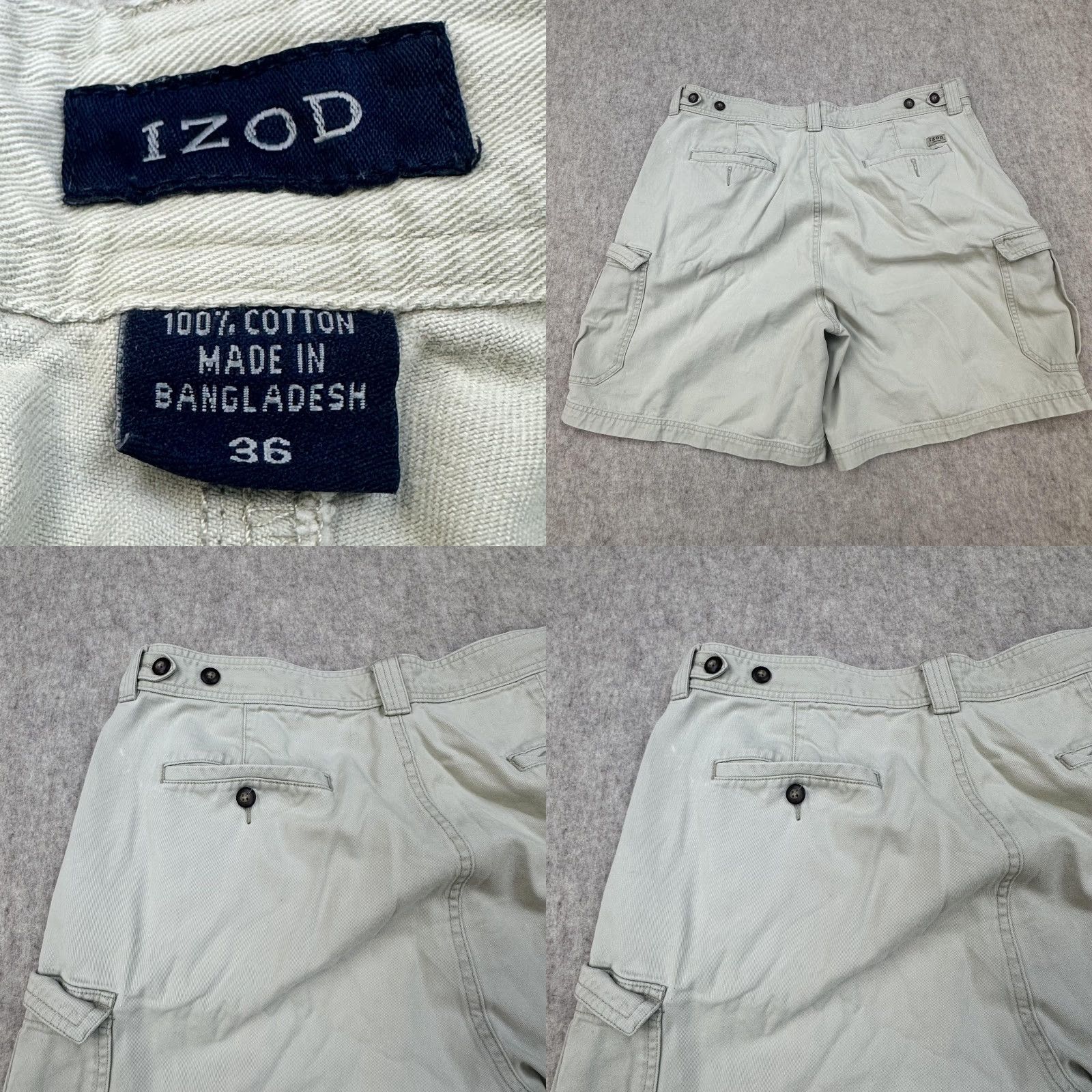 Izod IZOD Shorts Mens 36 Light Gray Cargo 100% Cotton Zip Fly Pockets Casual Summer Size US 36 / EU 52 - 9 Thumbnail