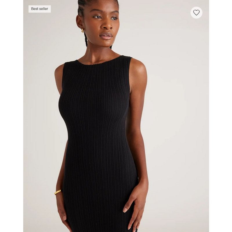 Quince Quince Cotton Cashmere Ribbed Sleeveless Dress Black Size M Size M / US 6-8 / IT 42-44 - 3 Thumbnail