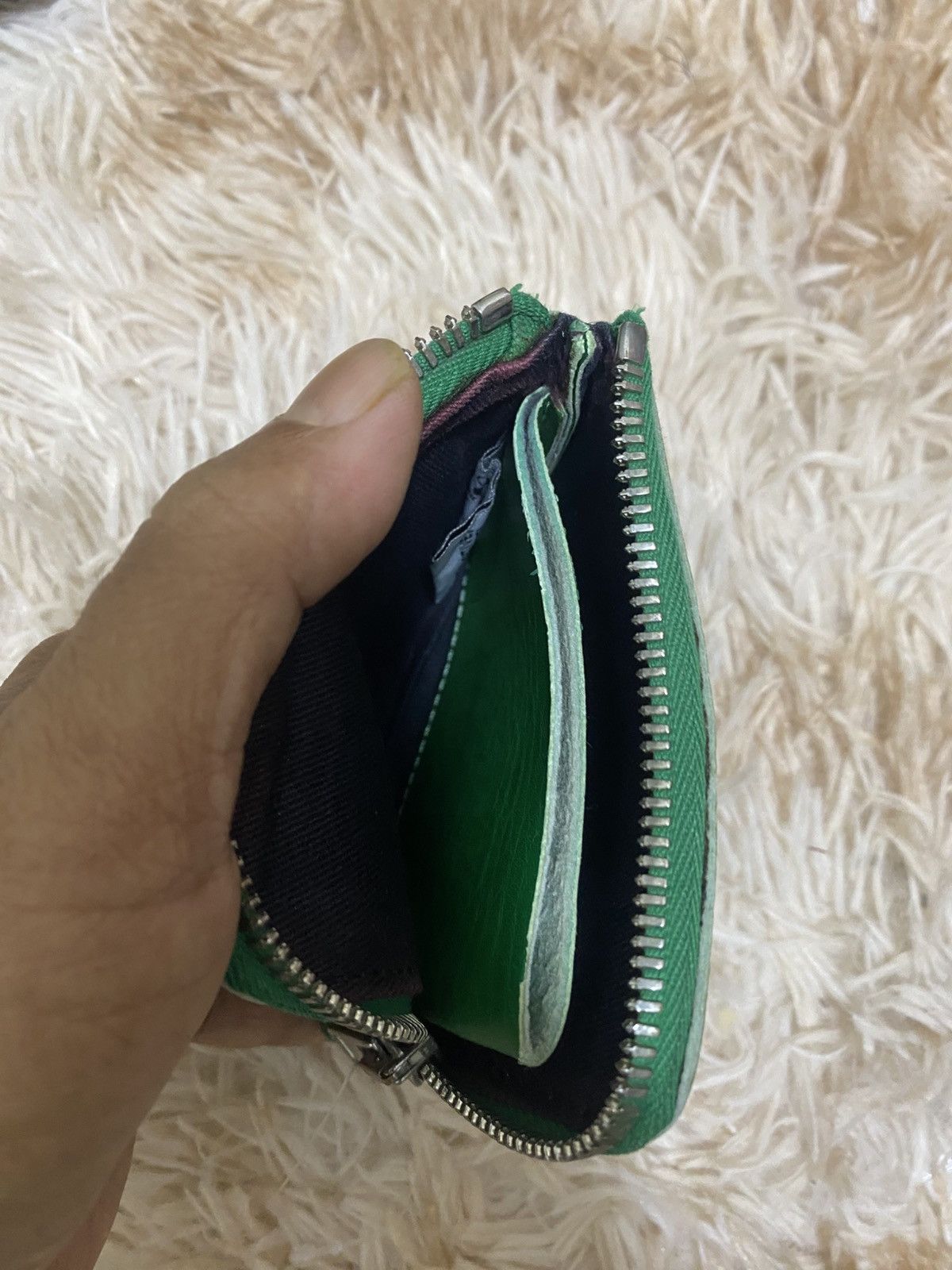 Carne Bollente Carne Bollente Green Leather Zip Wallet / Coin Pouch “ Size ONE SIZE - 4 Thumbnail