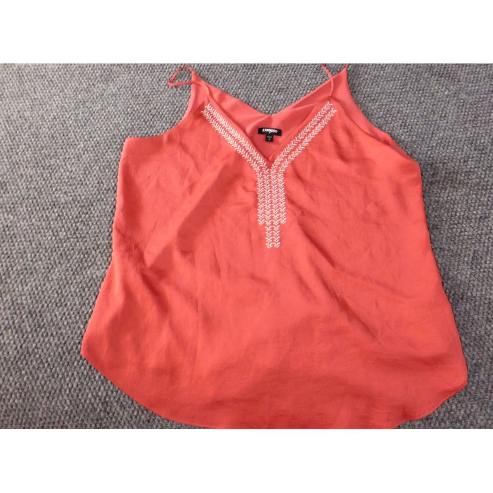 Express Express Womens Blouse L Sleeveless Pink Floral Lined Spaghetti Strap Pullover V-Neck Polyester Regular Modern Basic Shirt Womens Size L / US 10 / IT 46 - 3 Thumbnail