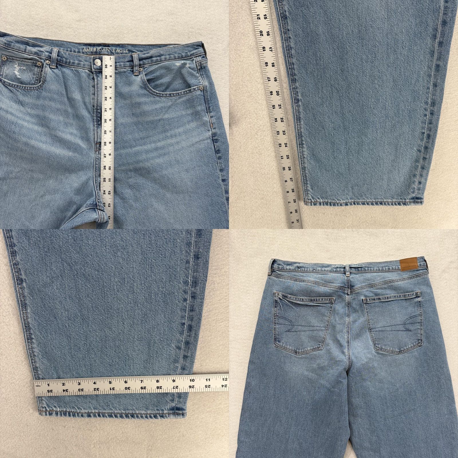 American Eagle Outfitters American Eagle Outfitters Jeans Womens 18 High Rise Baggy Straight Blue Light Wash Denim Cotton Spandex 5-Pocket Zipper Button Vintage No Size 40" / US 18 - 8 Thumbnail