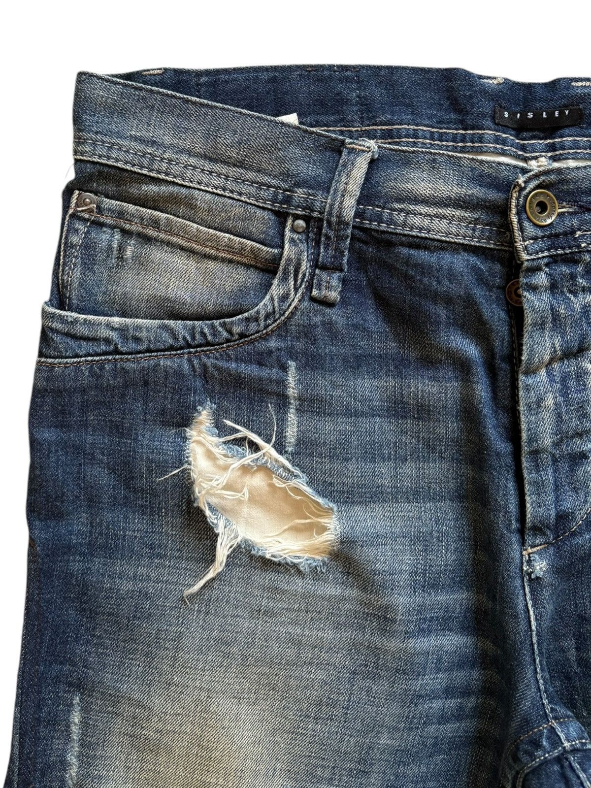 Japanese Brand SALES🔥Vintage Japanese Distressed Buckle Back Jean Shorts Size US 34 / EU 50 - 5 Thumbnail