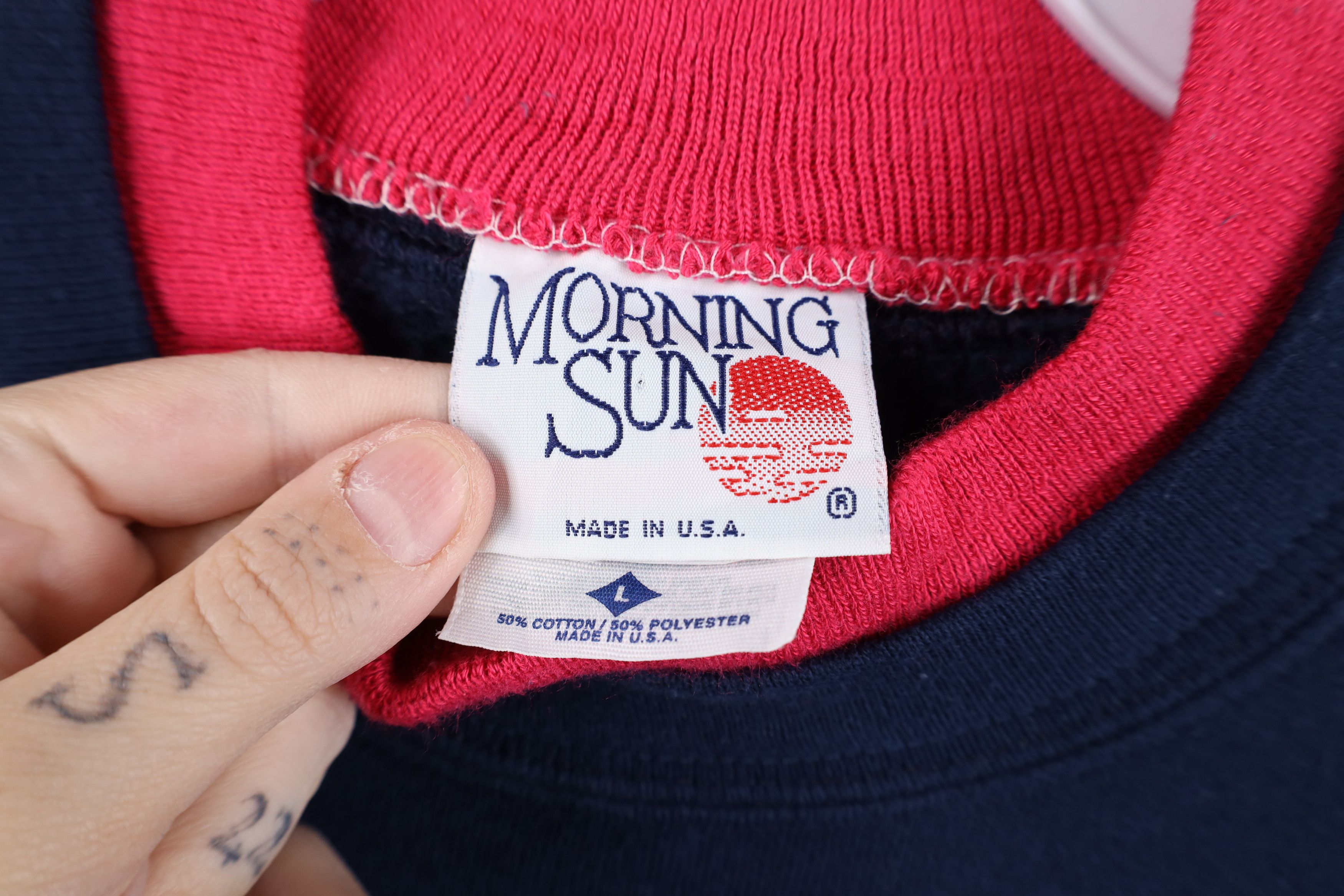 Vintage Vintage 90s Streetwear Bird Flower Sweatshirt Blue USA Size L / US 10 / IT 46 - 9 Thumbnail