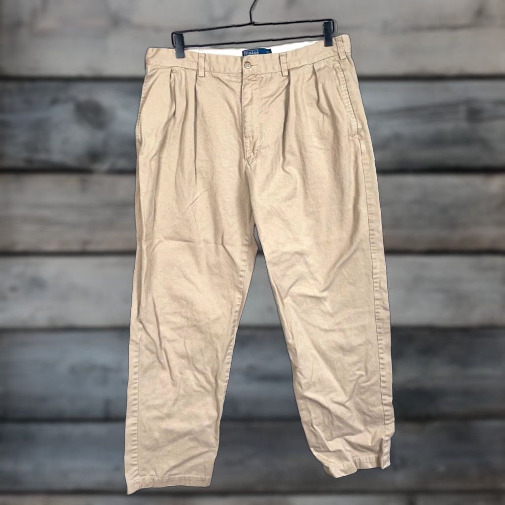 Polo Ralph Lauren VINTAGE Polo Ralph Lauren Men's Pants Chino Casual High Rise Pleated 36 x 30 Beige Size US M / EU 48-50 / 2 - 1 Thumbnail