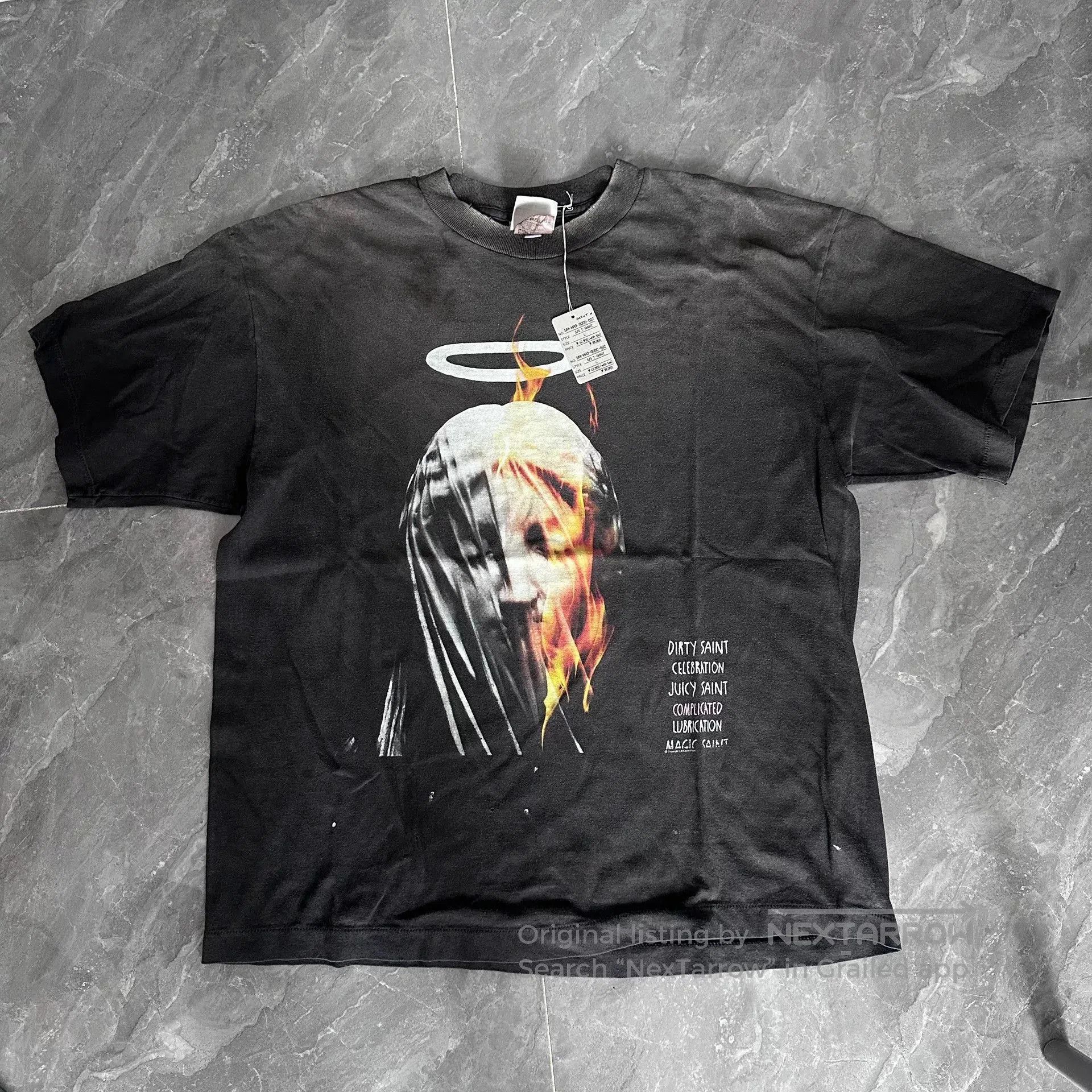 Saint Michael Saint Mxxxxxx SS25 Portrait Flame Print Tee. Size US L / EU 52-54 / 3 - 1 Thumbnail