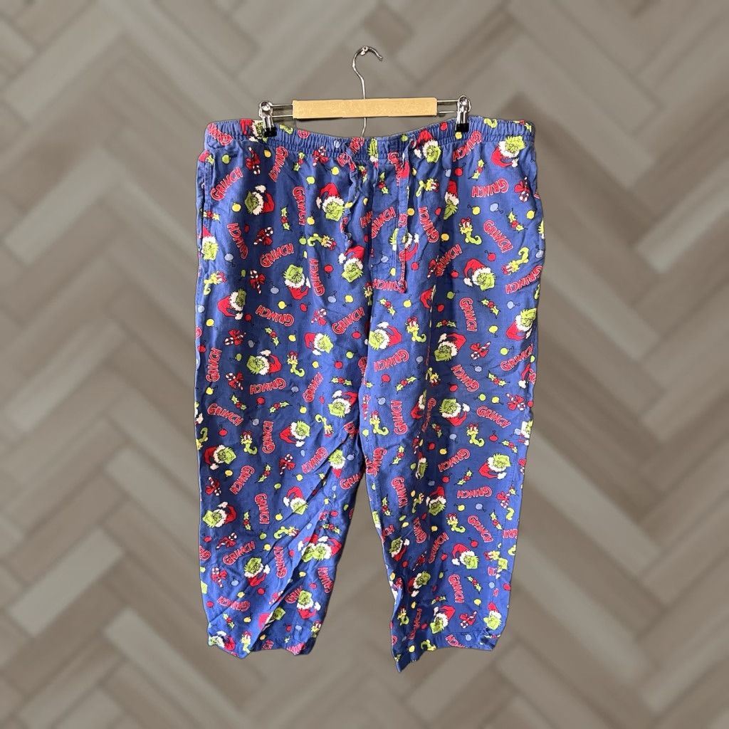 Vintage VINTAGE Dr. Seuss The Grinch Adult Blue Grinch Christmas AOP Fleece Pants 2XL Men Pajama Pants Regular Size Blue Christmas Grinch Mens Size US 39 - 1 Thumbnail