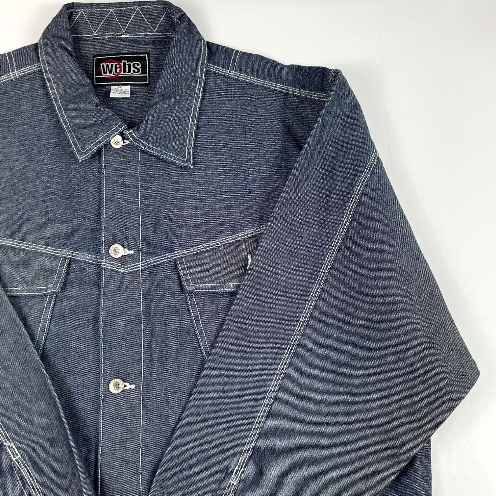 Denime VINTAGE Webs Jacket Men 2XL Denim Blue Trucker 90s Western Rodeo Bomber Jacket Mens Size US XXL / EU 58 / 5 - 3 Thumbnail