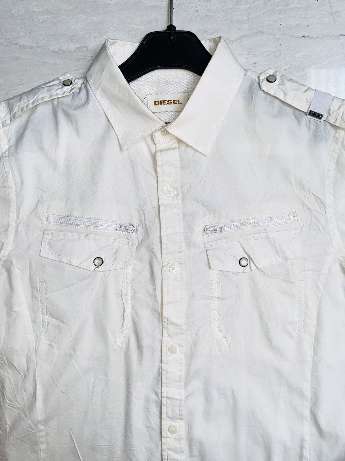 DIESEL White Shirt Slim Fit Size M