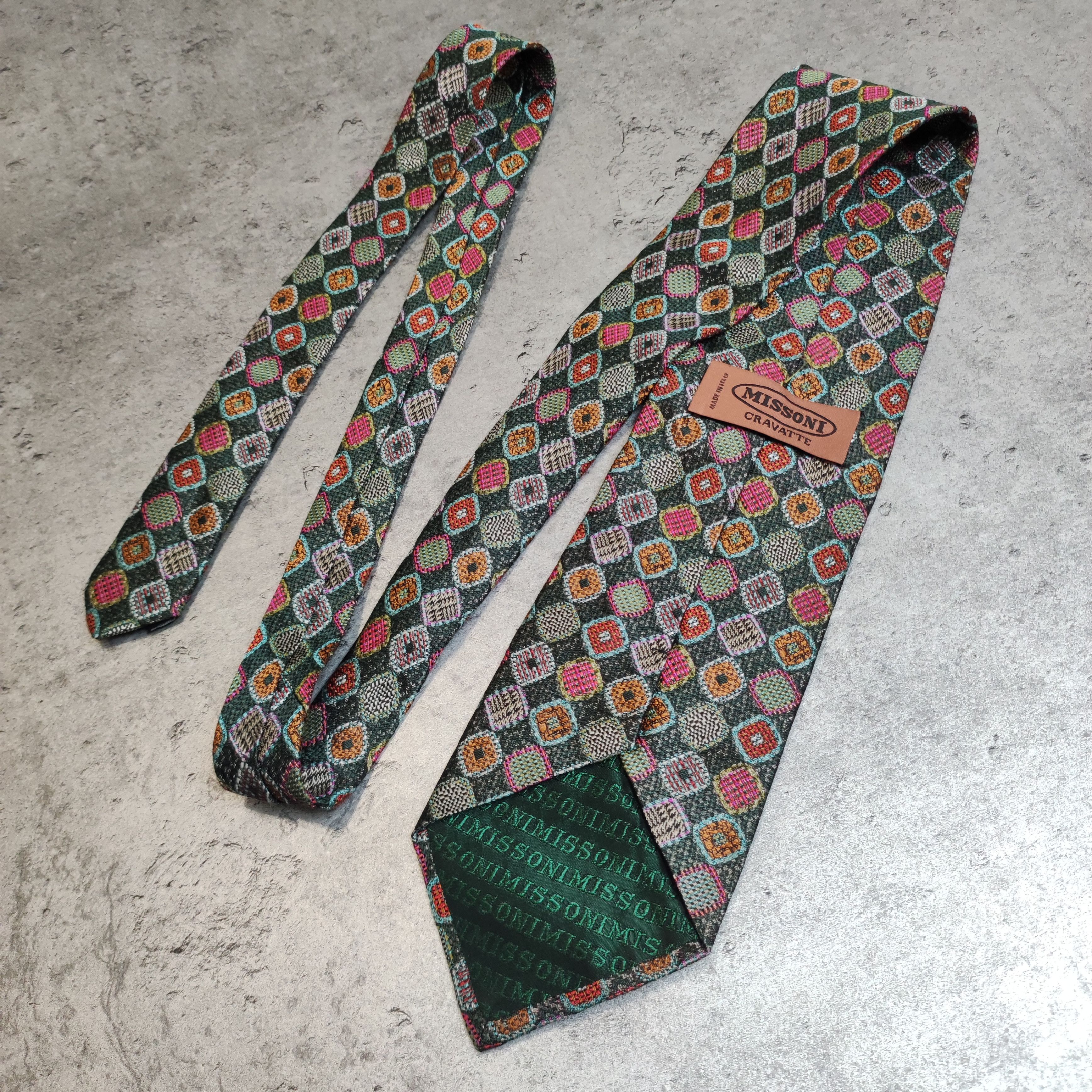 Missoni Vintage 90s RARE Missoni Cravatte Abstract Silk Tie Size ONE SIZE - 2 Thumbnail
