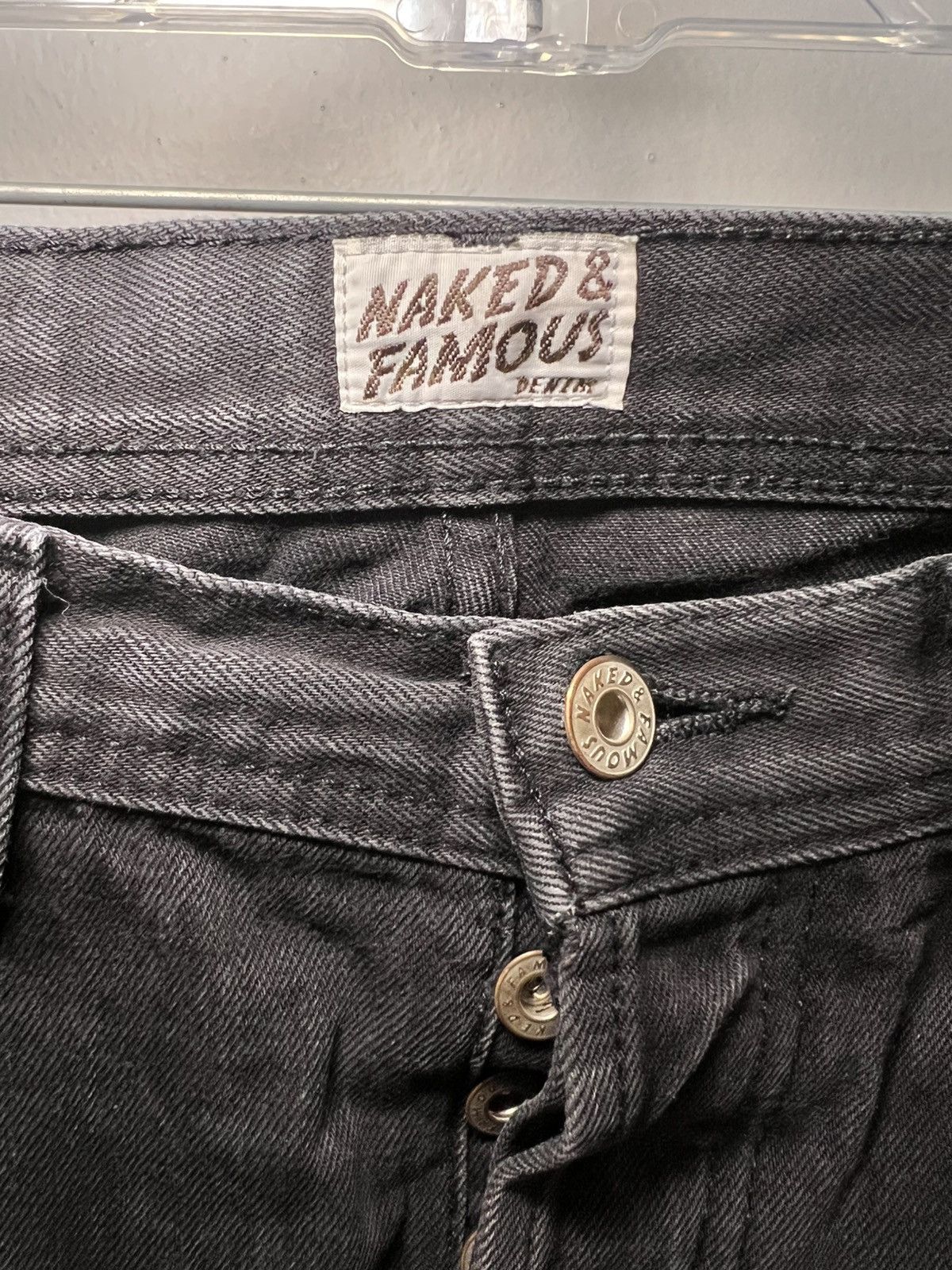Naked & Famous Vintage Naked & Famous black raw selvedge denim slim jeans Size US 33 - 4 Thumbnail