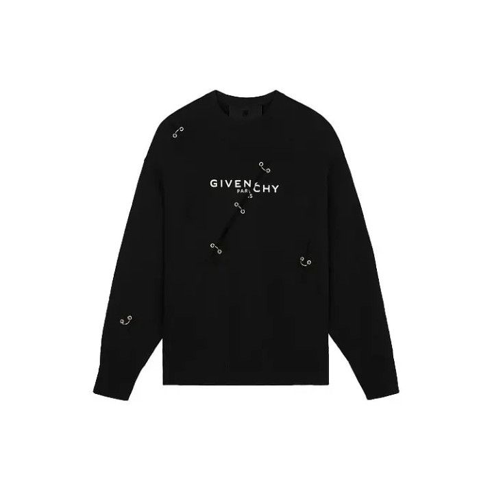 Givenchy Givenchy SS21 Metal Hole Distressed Crewneck Sweatshirt Size US L / EU 52-54 / 3 - 1 Thumbnail