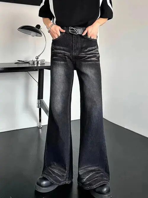 Jean Faded Washed Flare Jeans Size US 33 - 4 Thumbnail