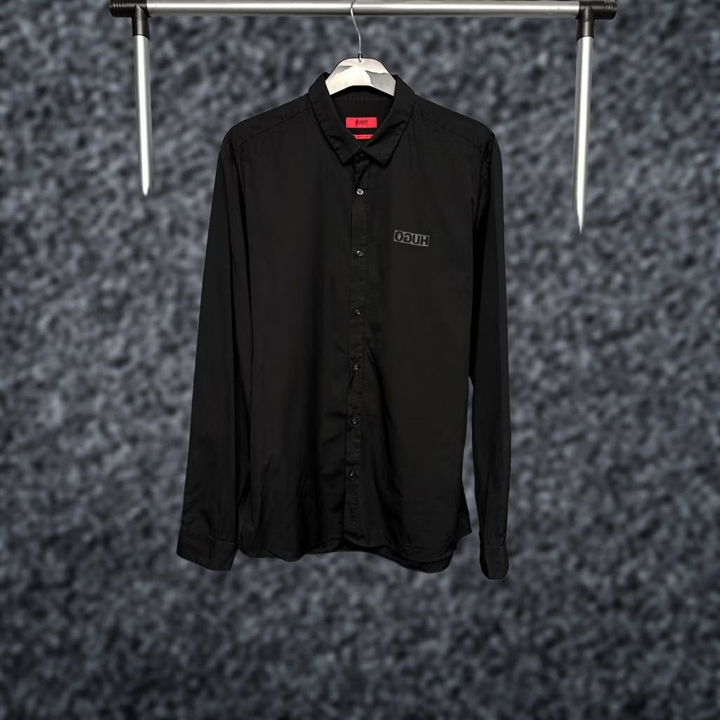 Hugo Boss HUGO BOSS Mens Long Sleeve Shirt Slim Fit Size L Black Button-Up, Solid, Cotton, Casual, Men Size US L / EU 52-54 / 3 - 1 Thumbnail