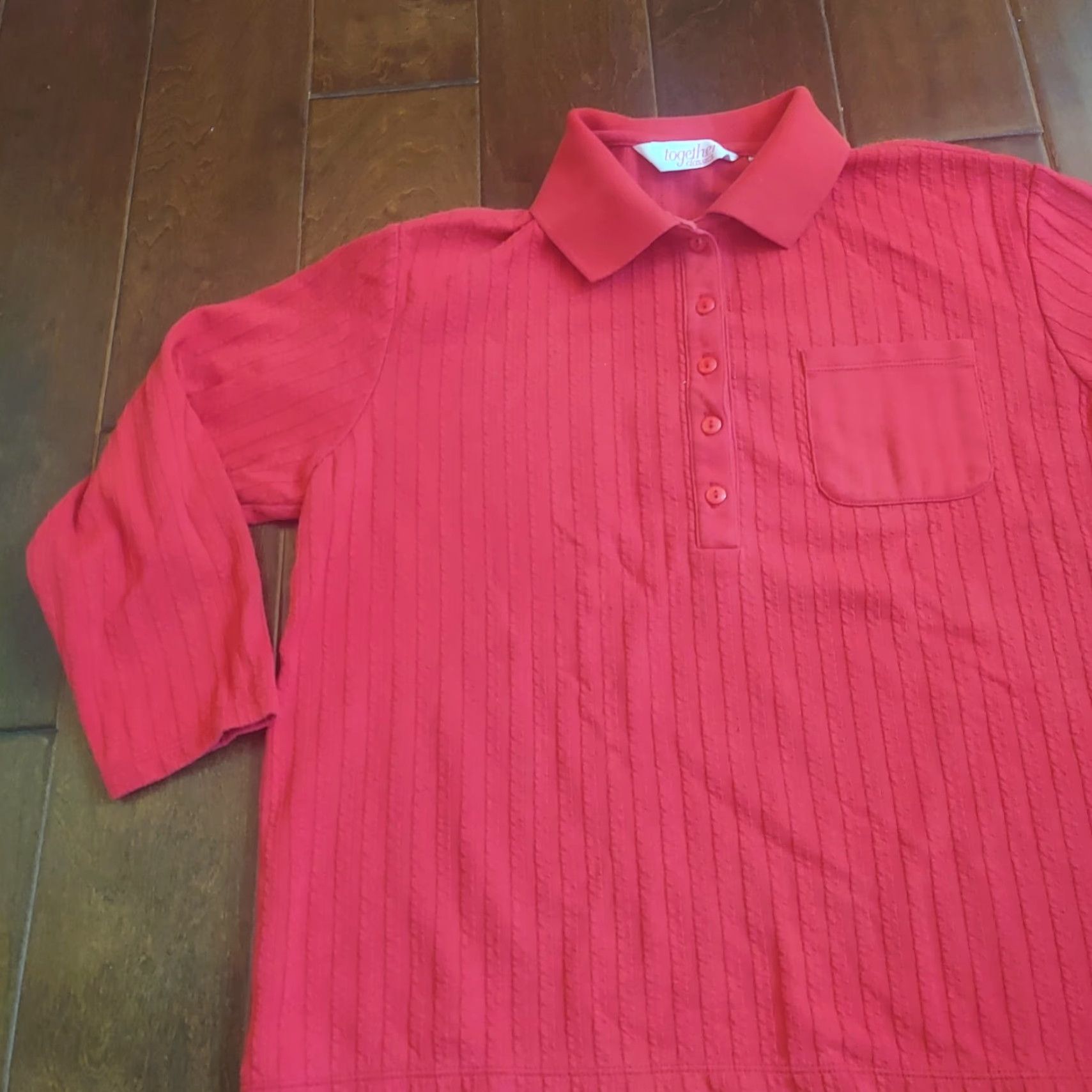 Vintage Together Classics Men’s Red Button Long Sleeve Polo Shirt PM Petite Size Size US M / EU 48-50 / 2 - 5 Thumbnail