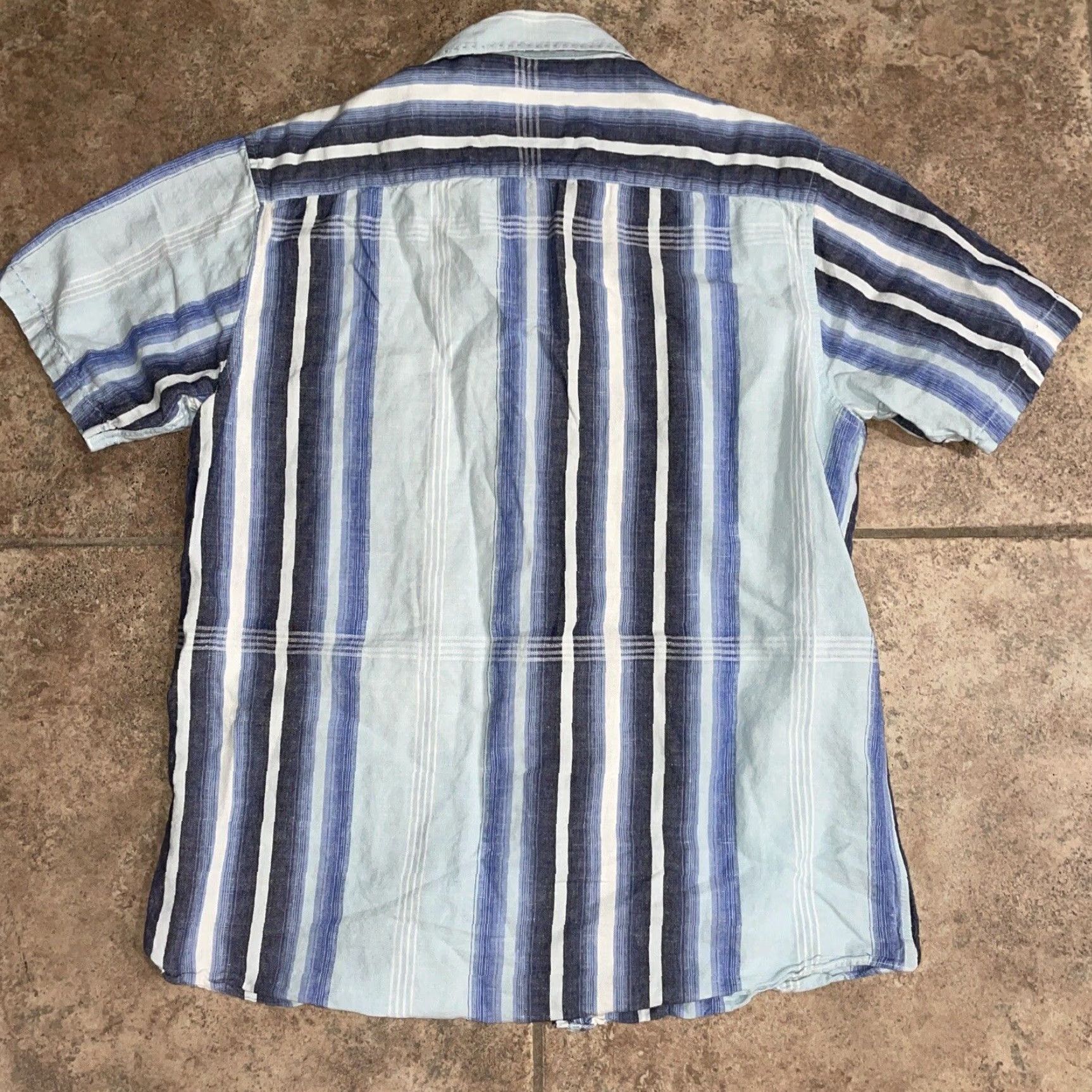 BUGATCHI Bugatchi Uomo Men's Short Sleeve Plaid Shirt Regular Large Blue Button-Up Size US L / EU 52-54 / 3 - 4 Thumbnail