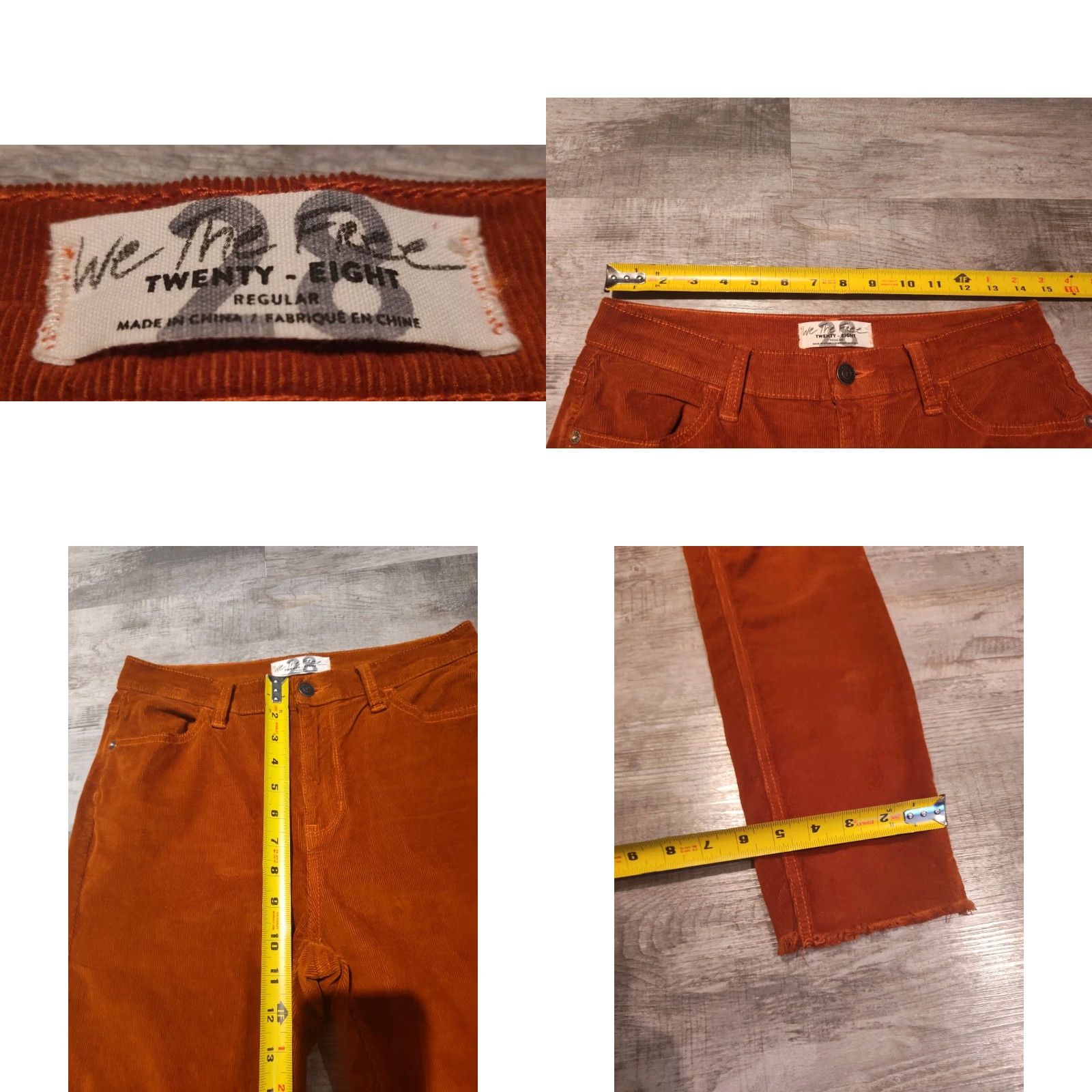 Free People VINTAGE Free People Pants Womens 28 Regular Tapered Corduroy Ankle Fall Seasonal Orange Size 28" / US 6 / IT 42 - 8 Thumbnail