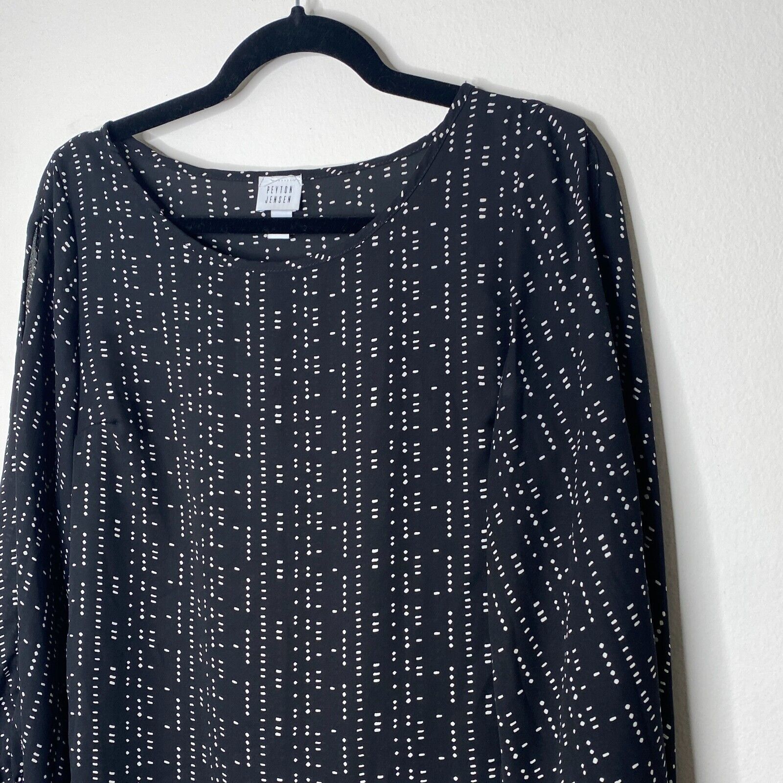Other Peyton Jensen Black White Long Sleeve Round Neck Blouse XS Size XS / US 0-2 / IT 36-38 - 4 Thumbnail