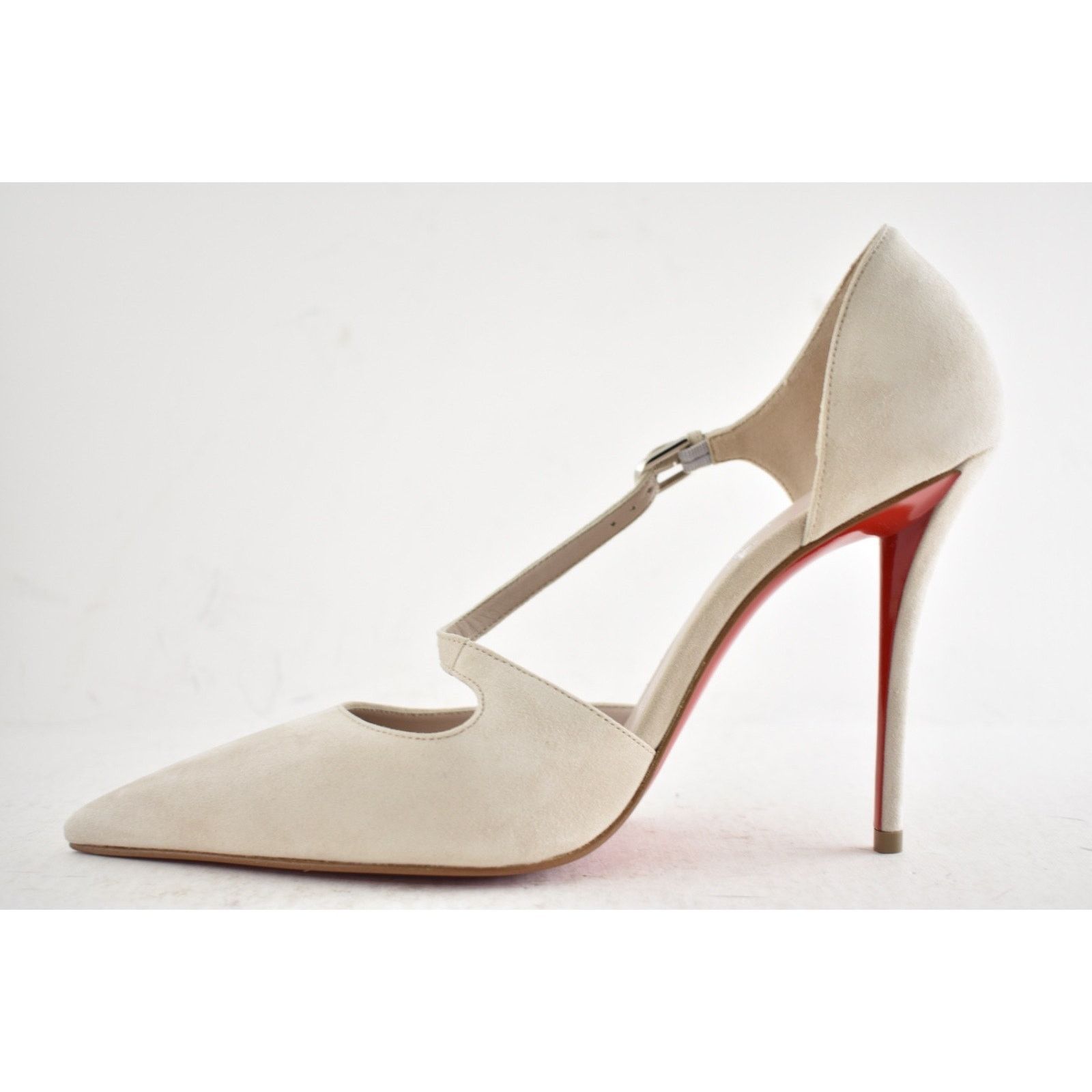 Christian Louboutin Christian Louboutin Pearl Beige Suede Cross Strap Pump 38 Size US 7 / IT 37 - 17 Thumbnail