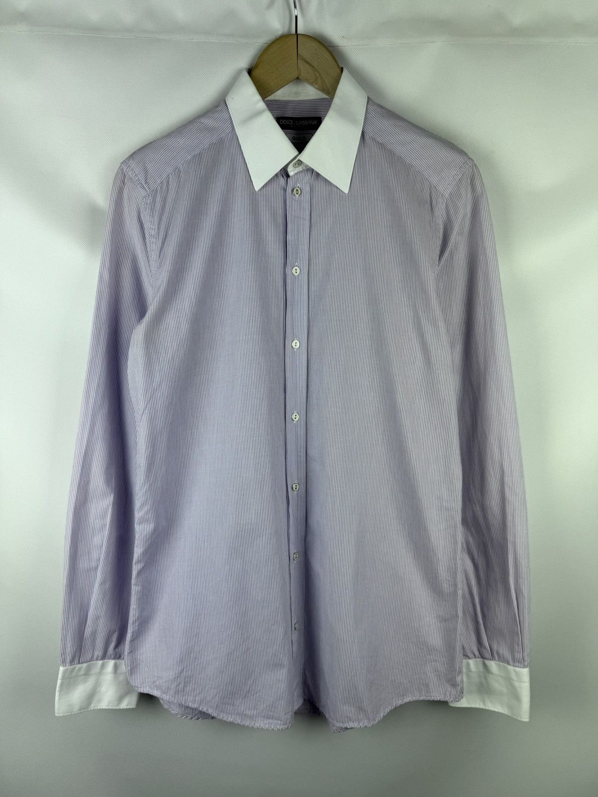 Dolce & Gabbana Dolce & Gabbana Gold L/S Button Up Dress Striped Shirt Size US M / EU 48-50 / 2 - 1 Thumbnail